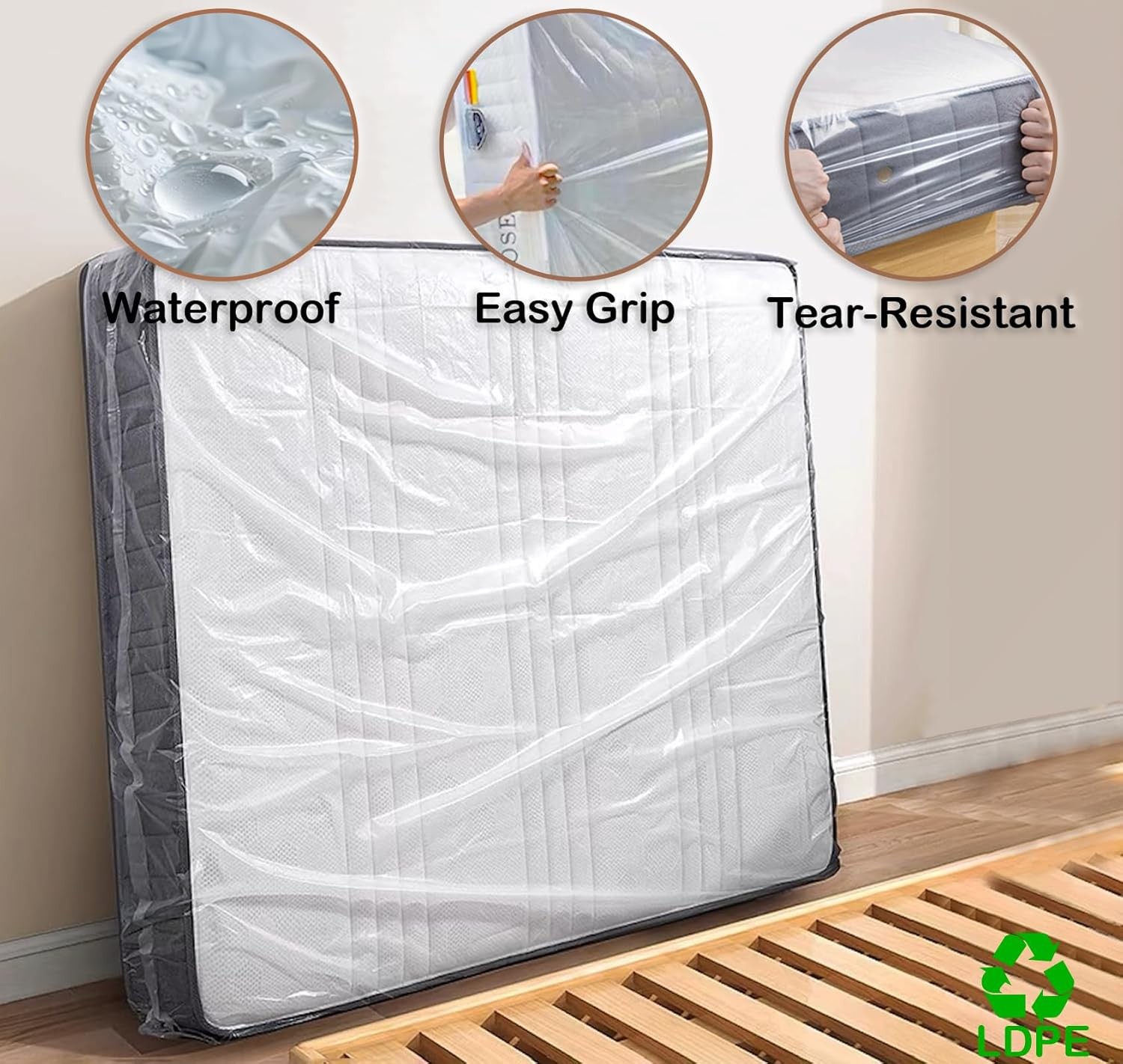 King Mattress Bags for Moving and Long Term King/Cal (1-Pack), White