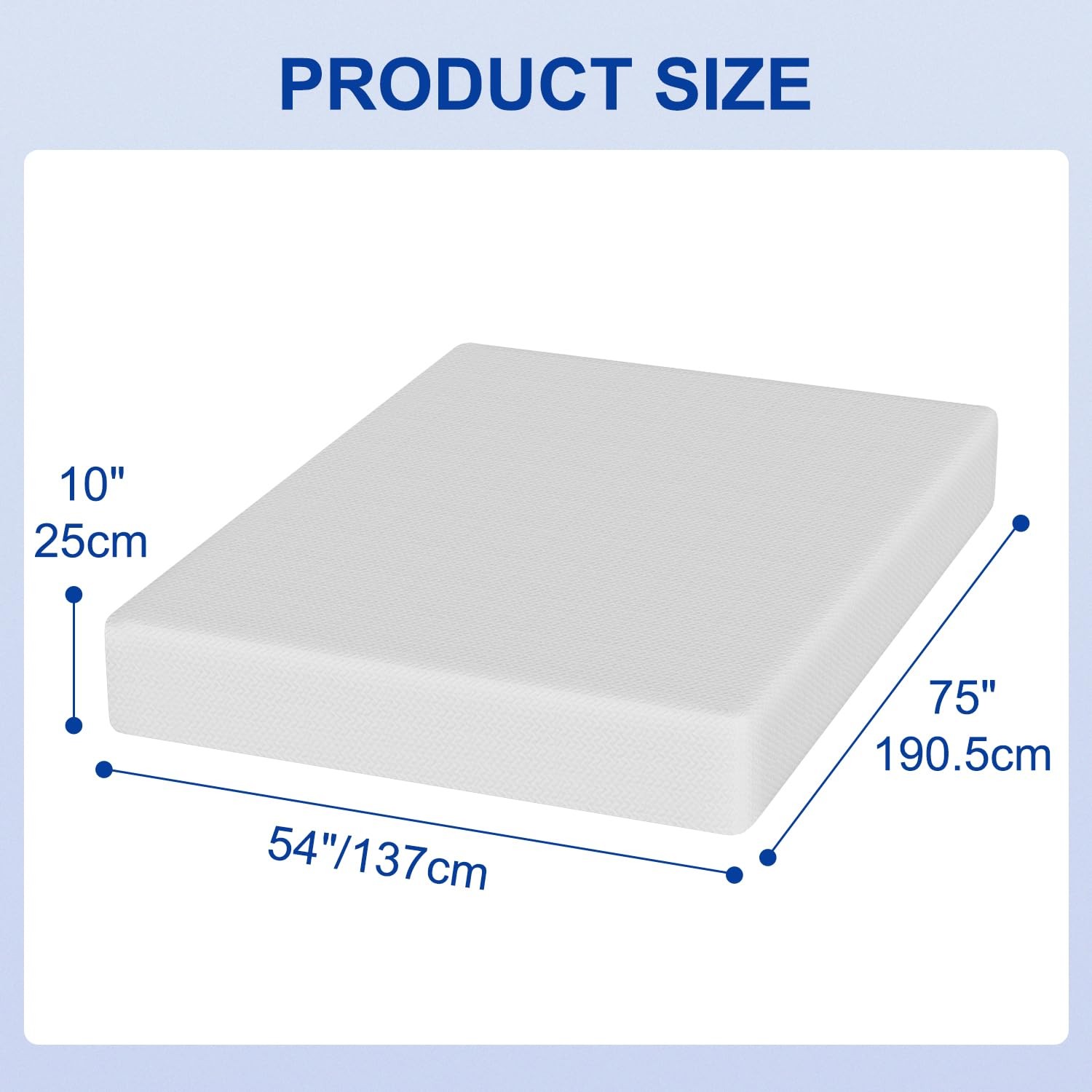 10 Inch Memory Foam Mattress Full Size Medium Firm Cooling Gel Bamboo Charcoal