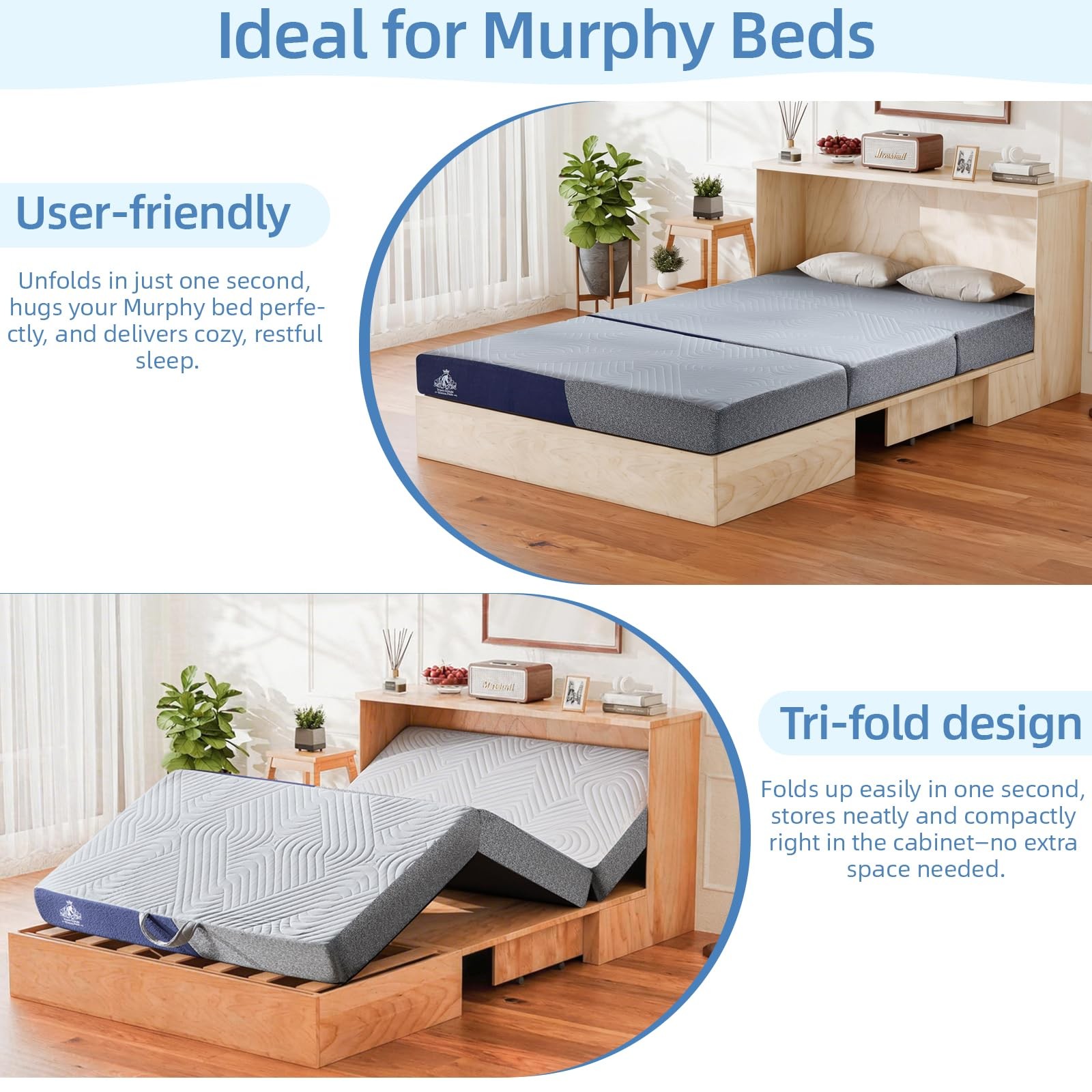 Cooling Foldable Mattress, 6 Inch Memory Foam Mattress/Topper with Cold Breat…