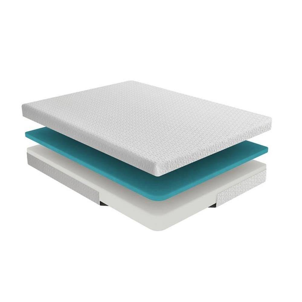 Pemberly Row 8″ Modern Fabric Queen Gel Memory Mattress in White