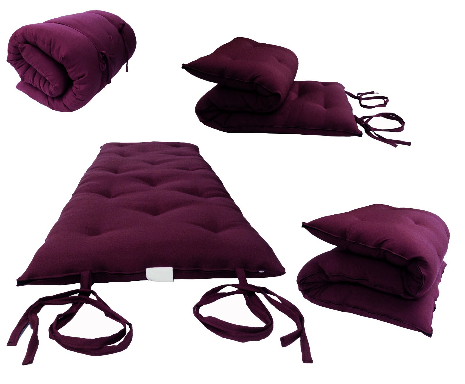 Traditional Floor Futon Mattresses, Portable cotton Pads, Mats 3x48x80 Burgundy