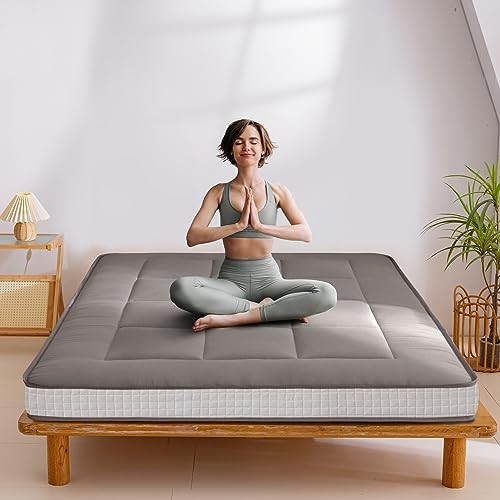 6″ Extra Thick Floor Futon Mattress, Foldable Japanese Floor Queen Dark Grey