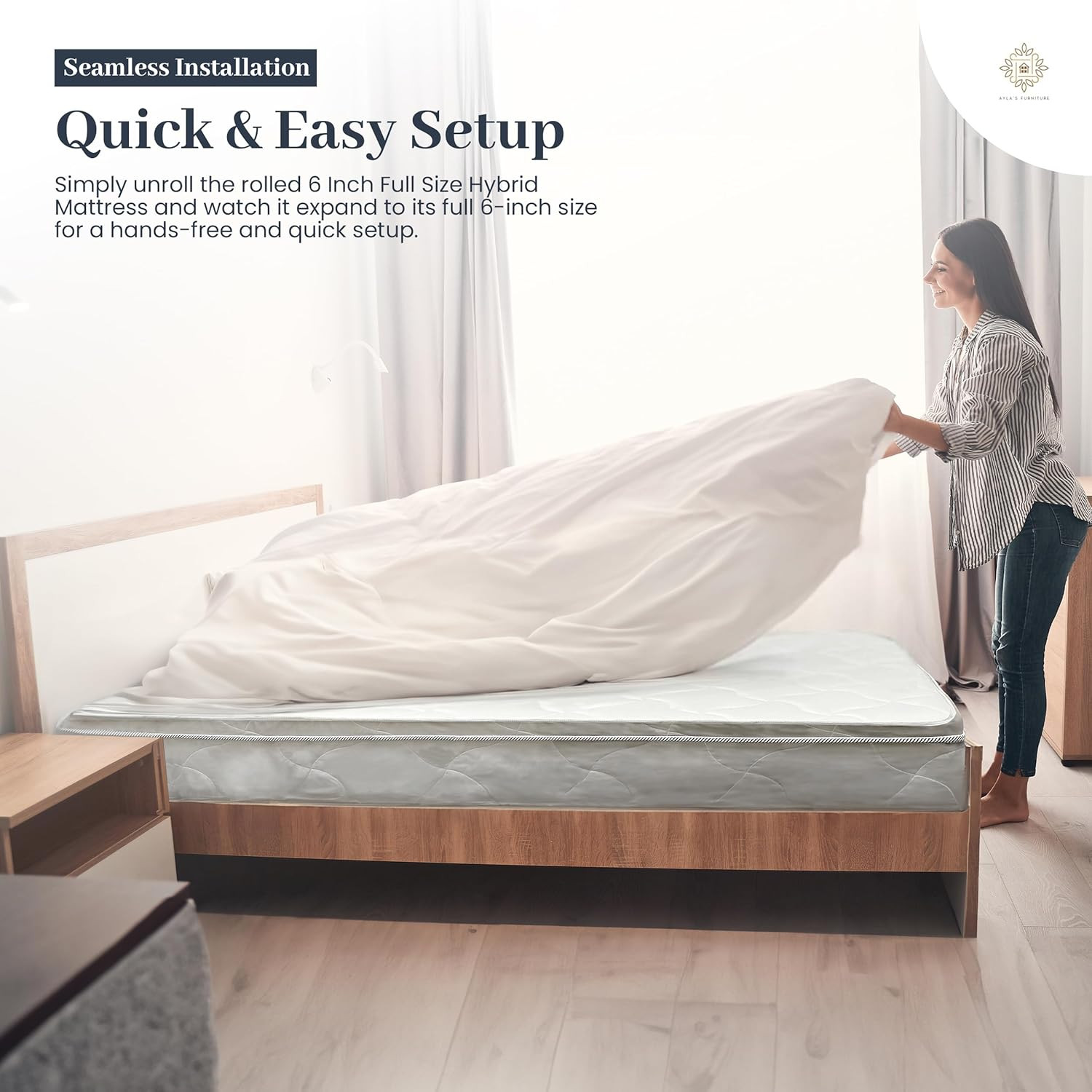Full Mattress – 6 Inch Cool Comfort Foam & Spring Hybrid Mattress with Breathabl