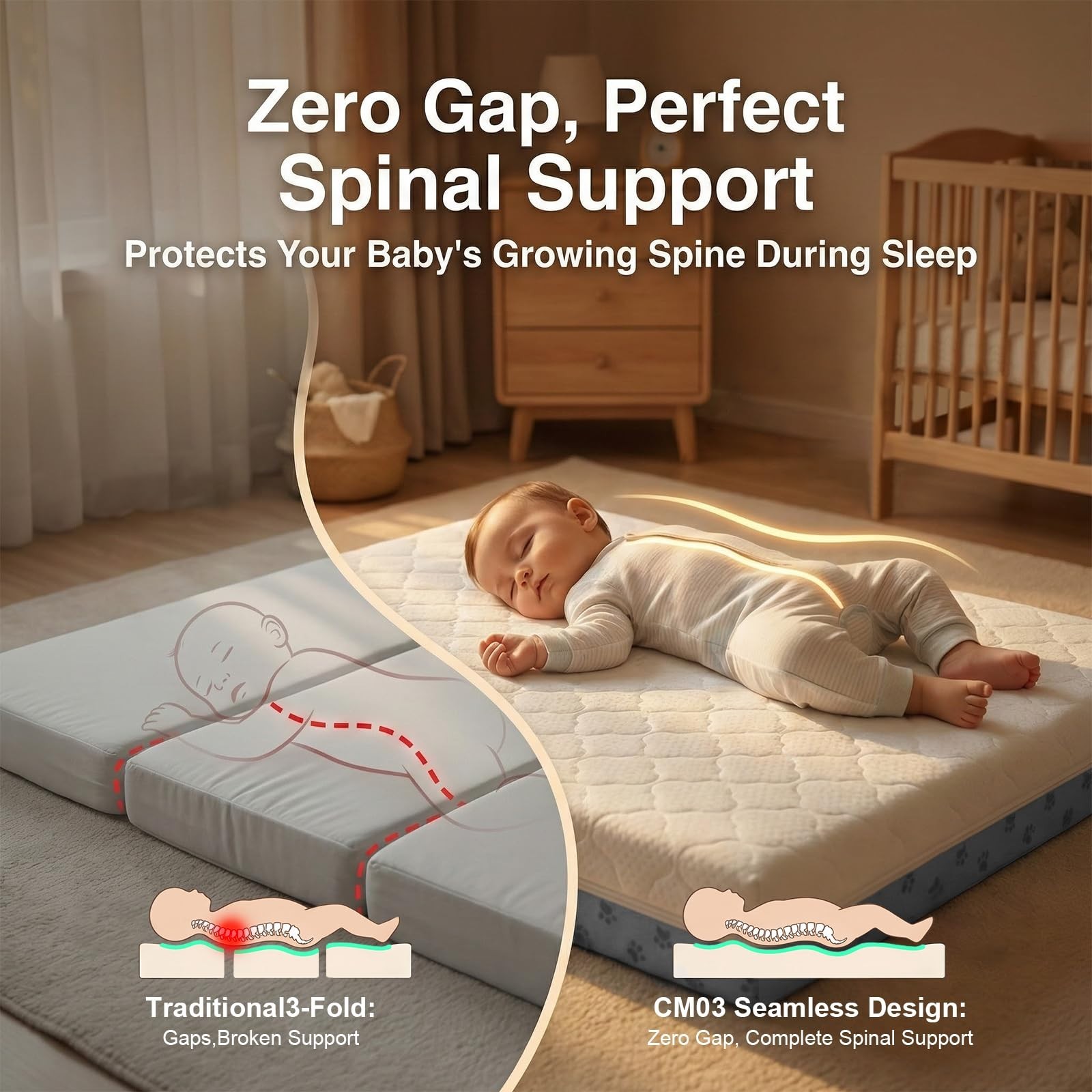 3-Inch Thick Memory Foam Pack and Play Mattress, Portable Baby Playpen Bed, Wash