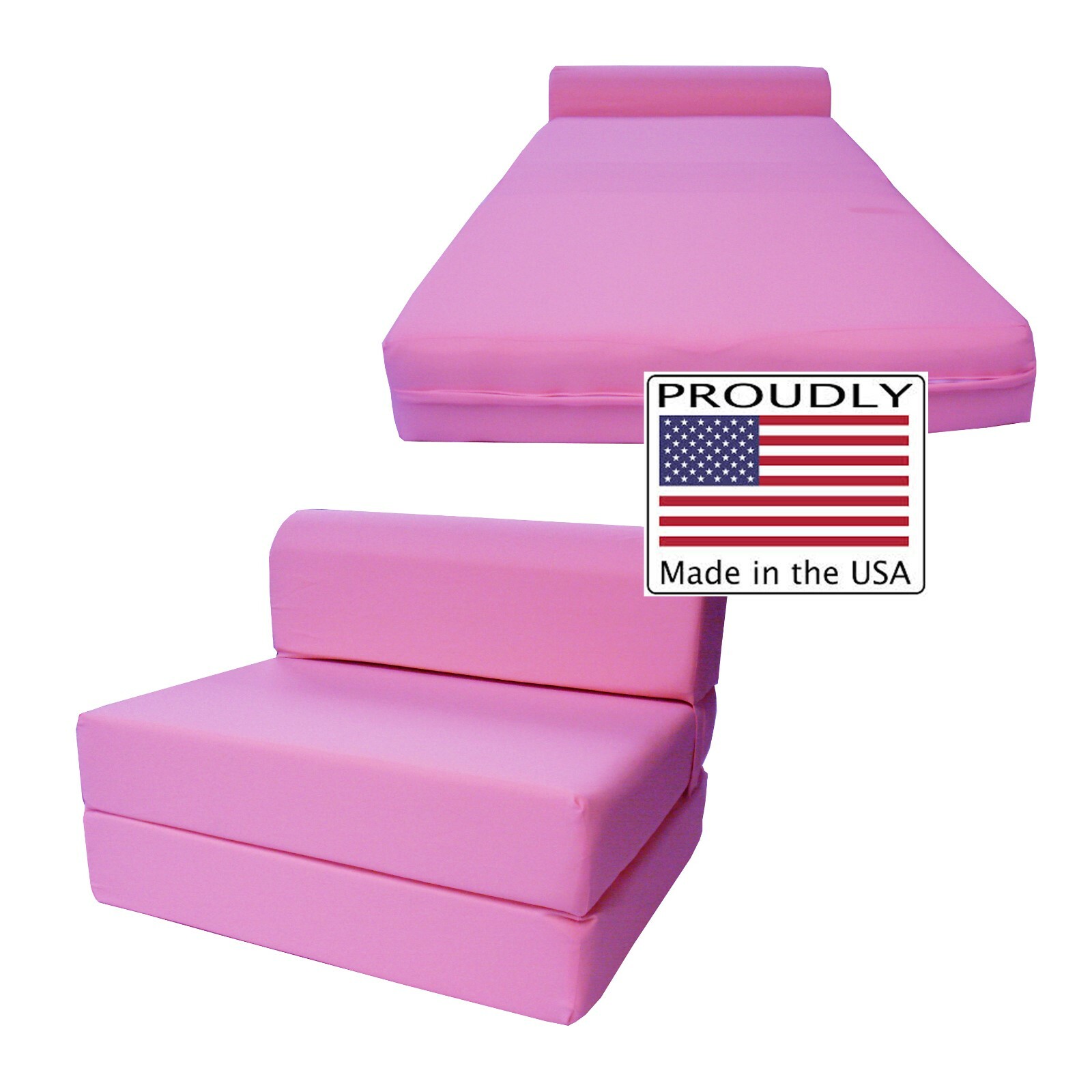 Twin Flip Chair Folding Foam Beds, Portable Sofa Bed, Couch 6x36x70, Pink