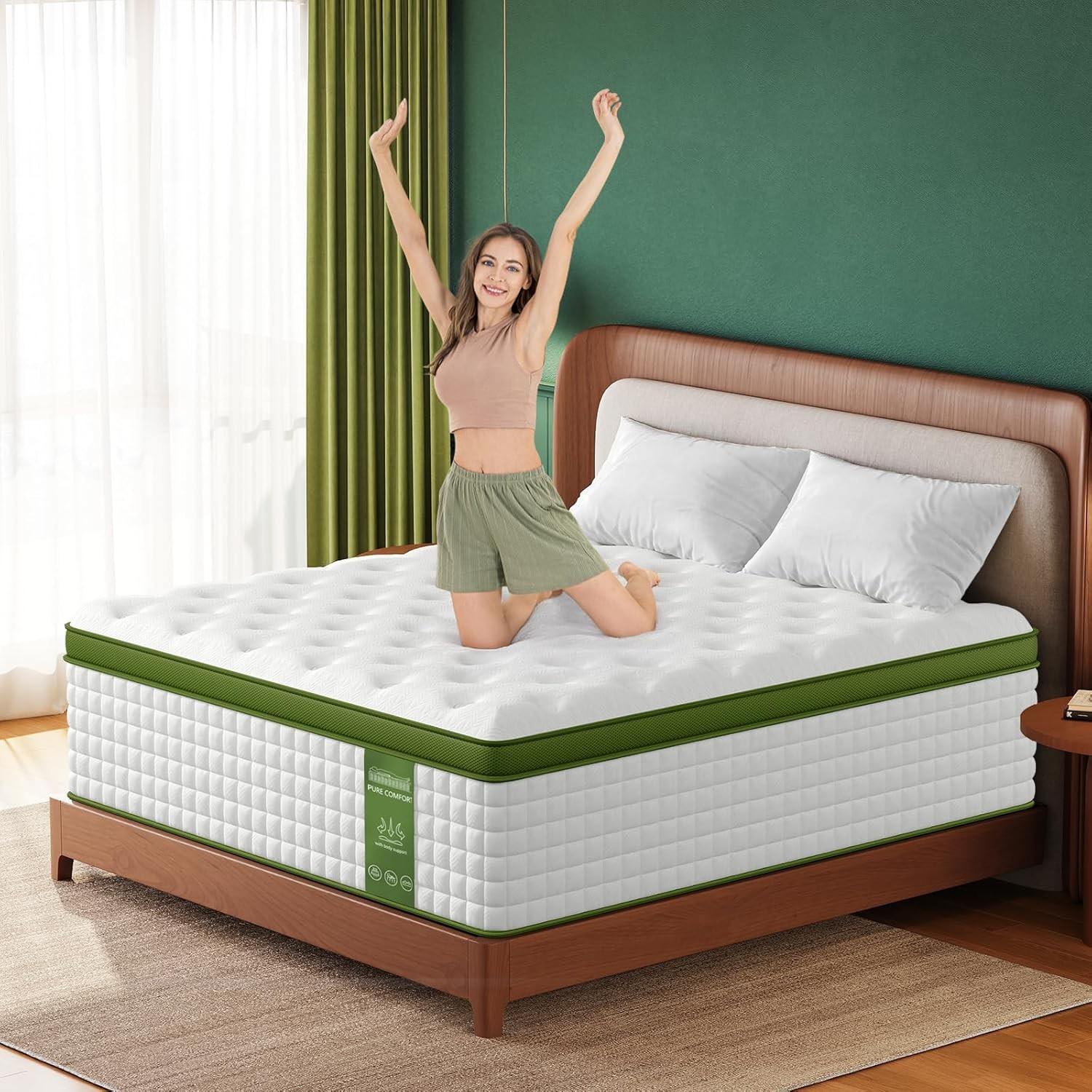 Extra Firm Queen Mattress 14 Inch Hybrid Mattresses Queen Size –Targeted Lumbar