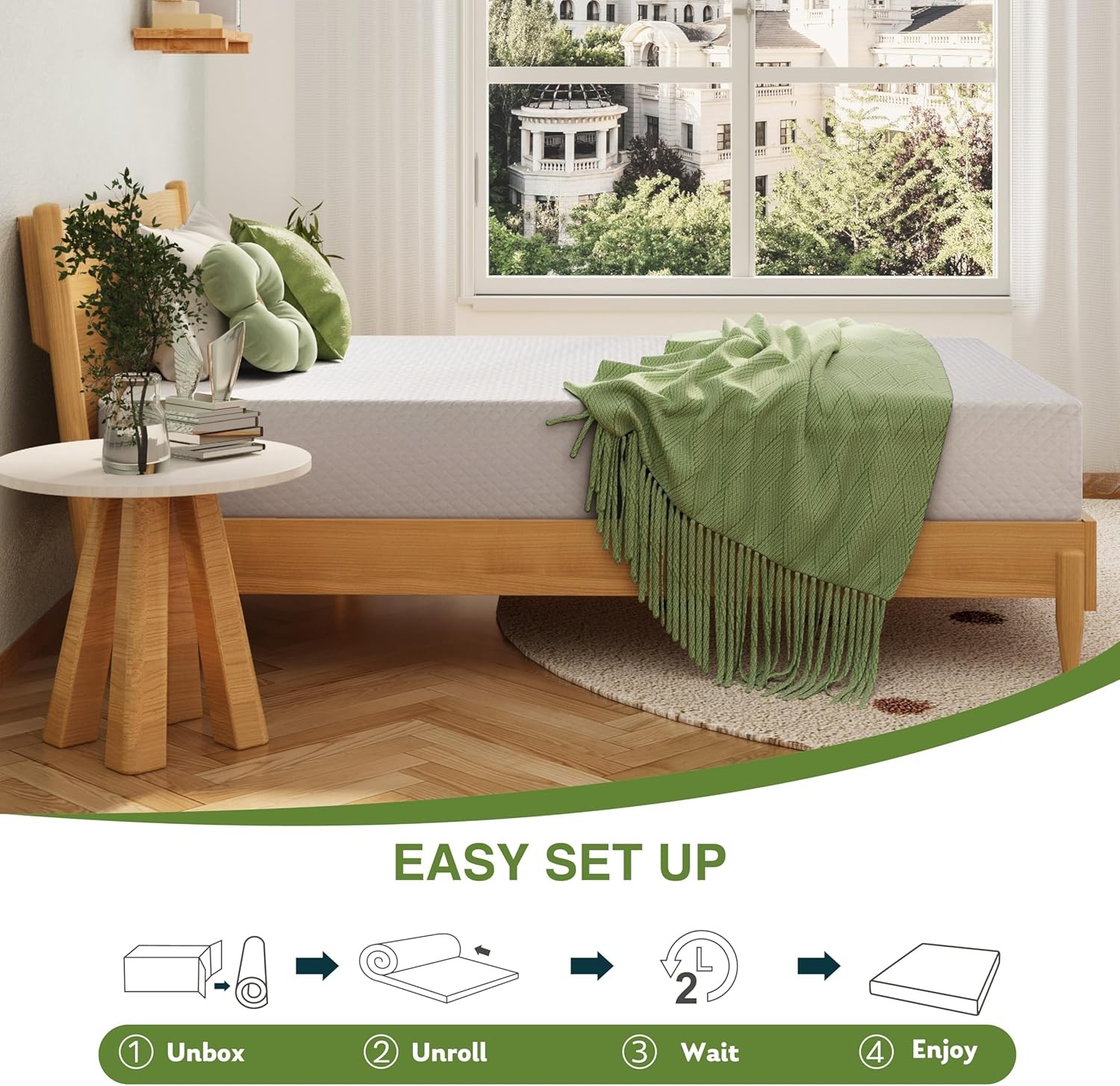 5 Inch Twin Mattress Kids Memory Foam Mattress W/ Cooling Green Tea Gel Relieve