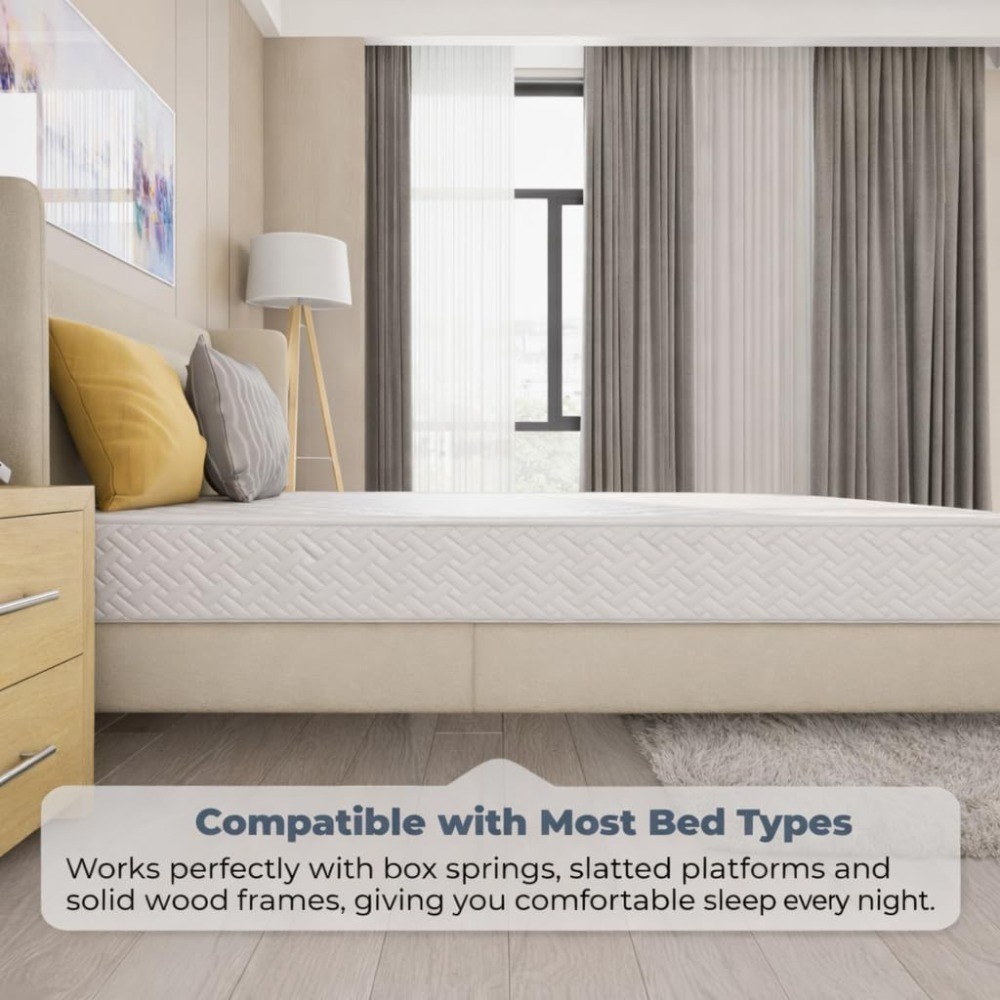 Twin Size Mattress 6 Inch Medium Firm Hybrid Pocket Coil Tight Euro Top High