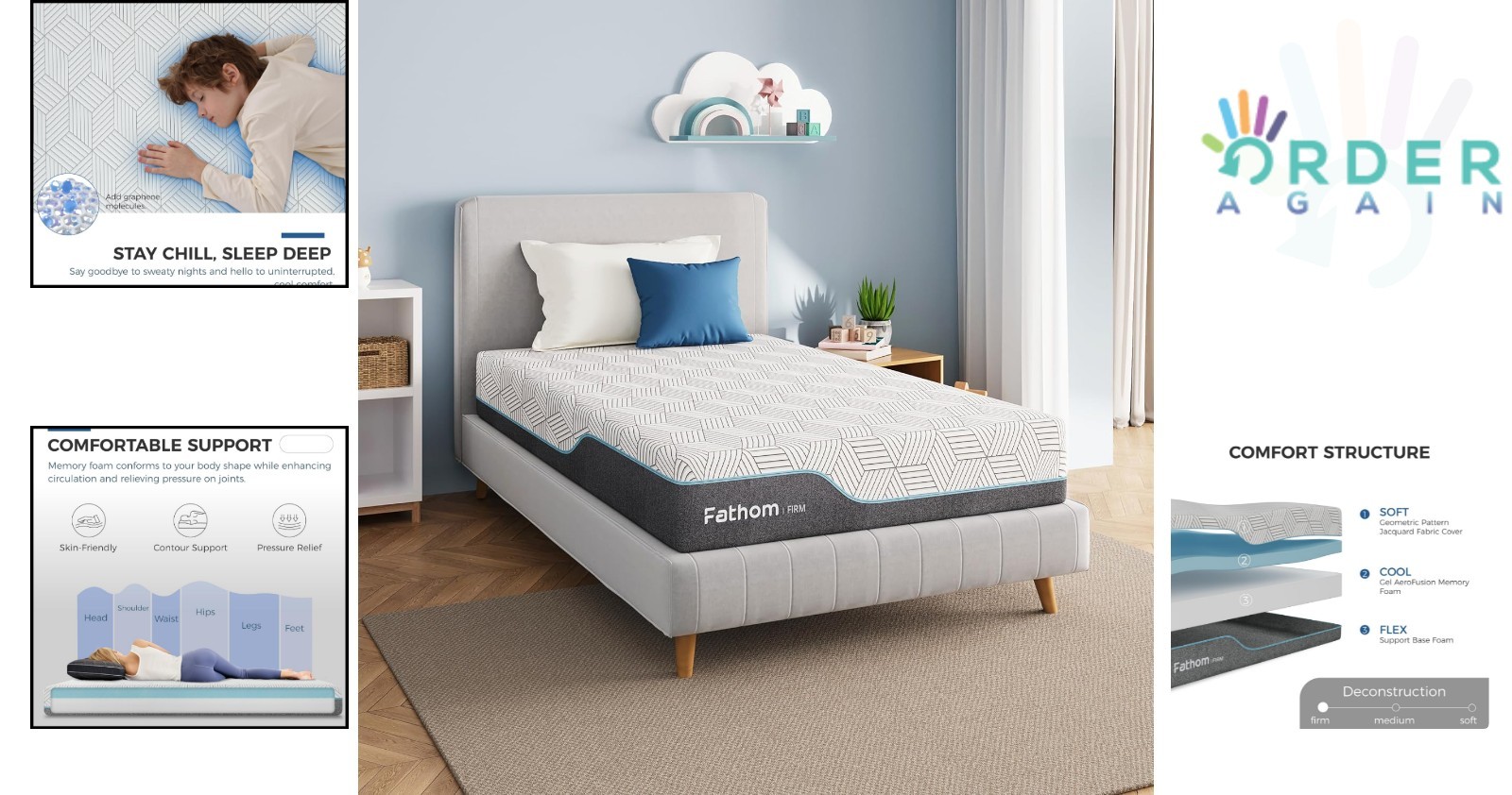 Twin Mattress Memory Foam 6 Inch Gel Cool Sleep CertiPUR-US Safe Back Pain Re…