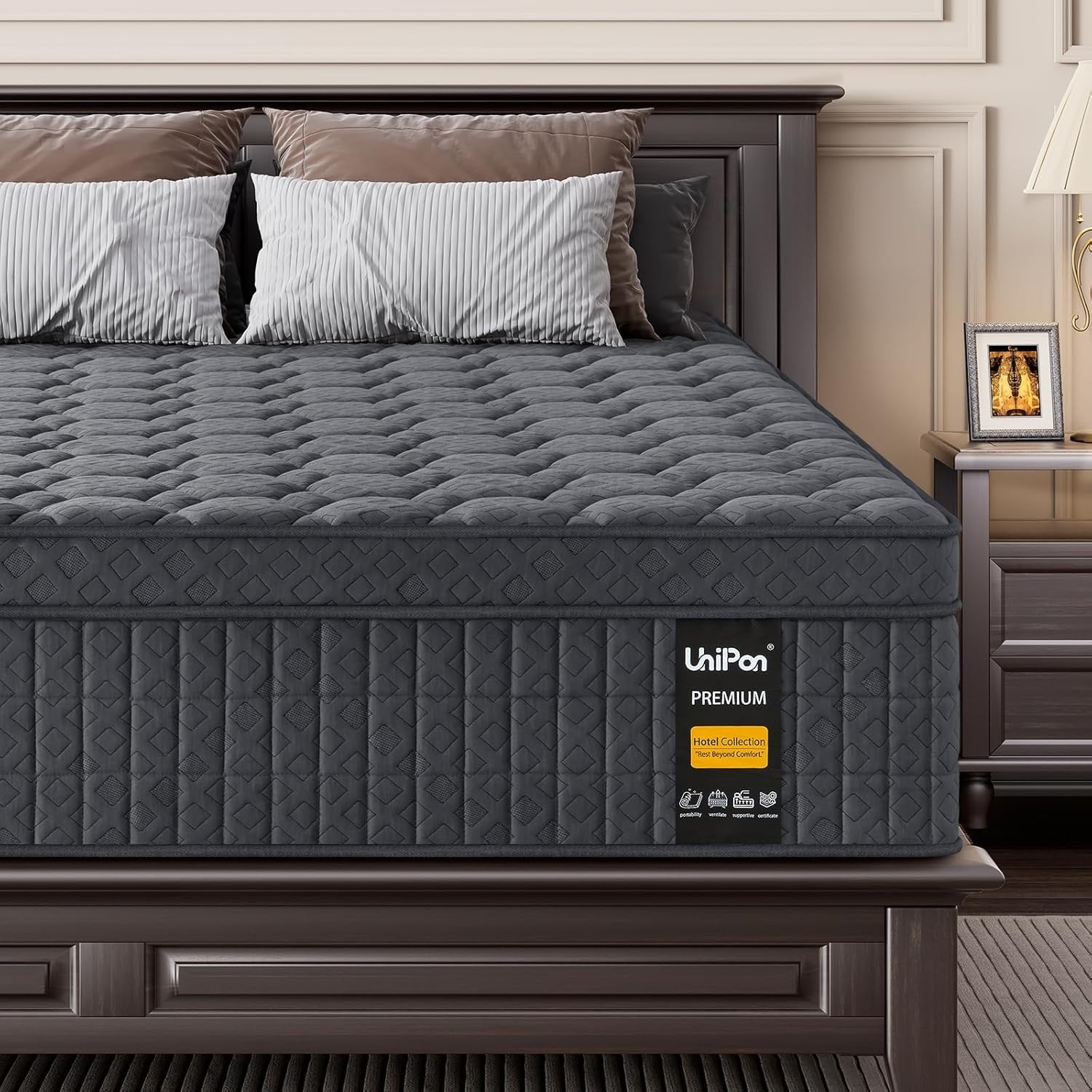 Firm Queen Size 14 Inch Hybrid Mattress in a Box Fiberglass Free Lumbar Support