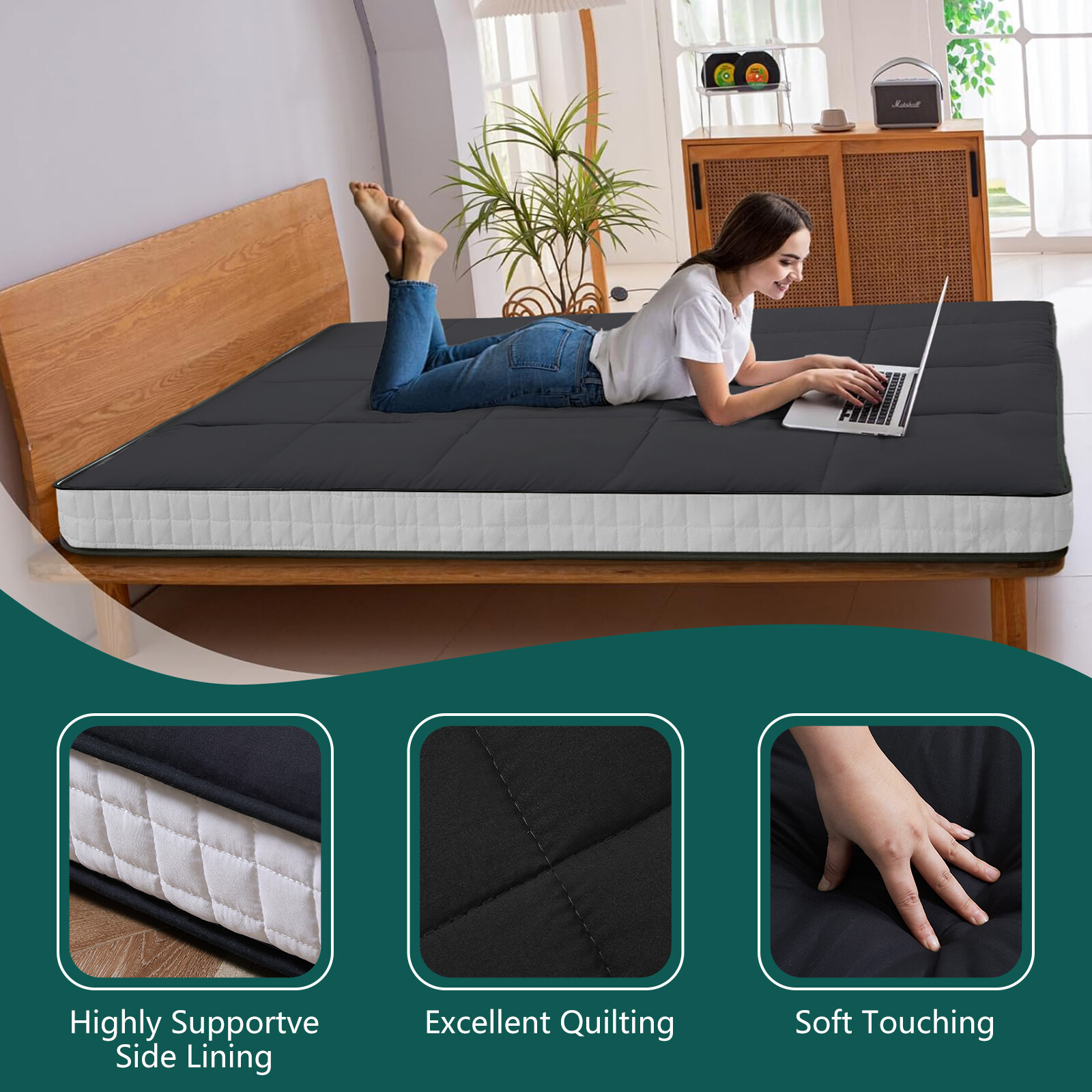 NAIZEA Floor Mattress Japanese Futon Mat Tatami Floor Cushion Twin/Full/Queen