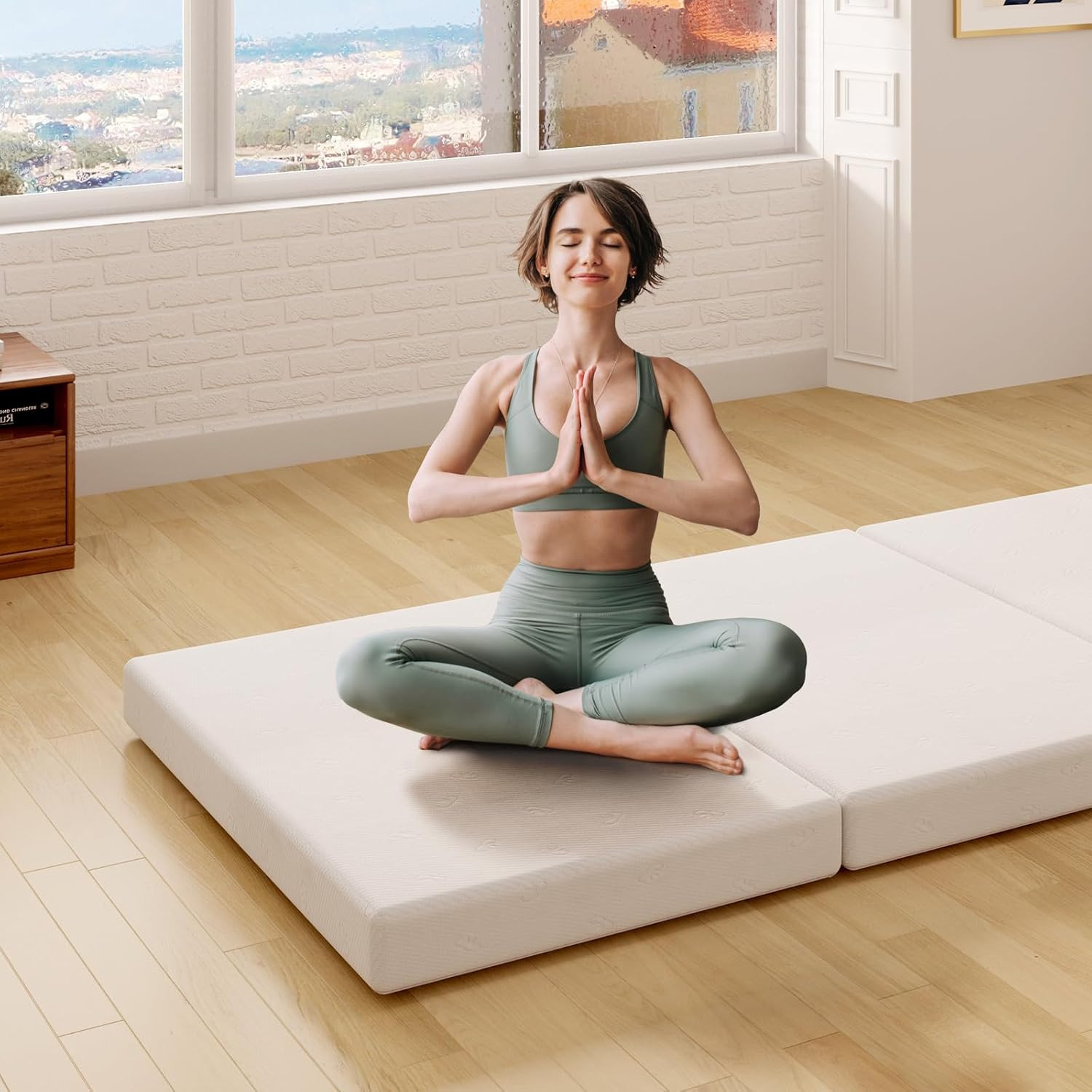 Tri-Fold Mattress Topper – 4 Inch Single Size Portable Floor Mattress with Breat