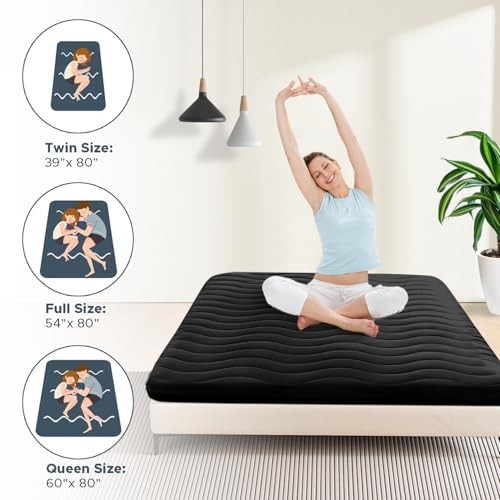 Japanese Floor Mattress, 100% High Density Comfortable Full( 80 x 54) Black