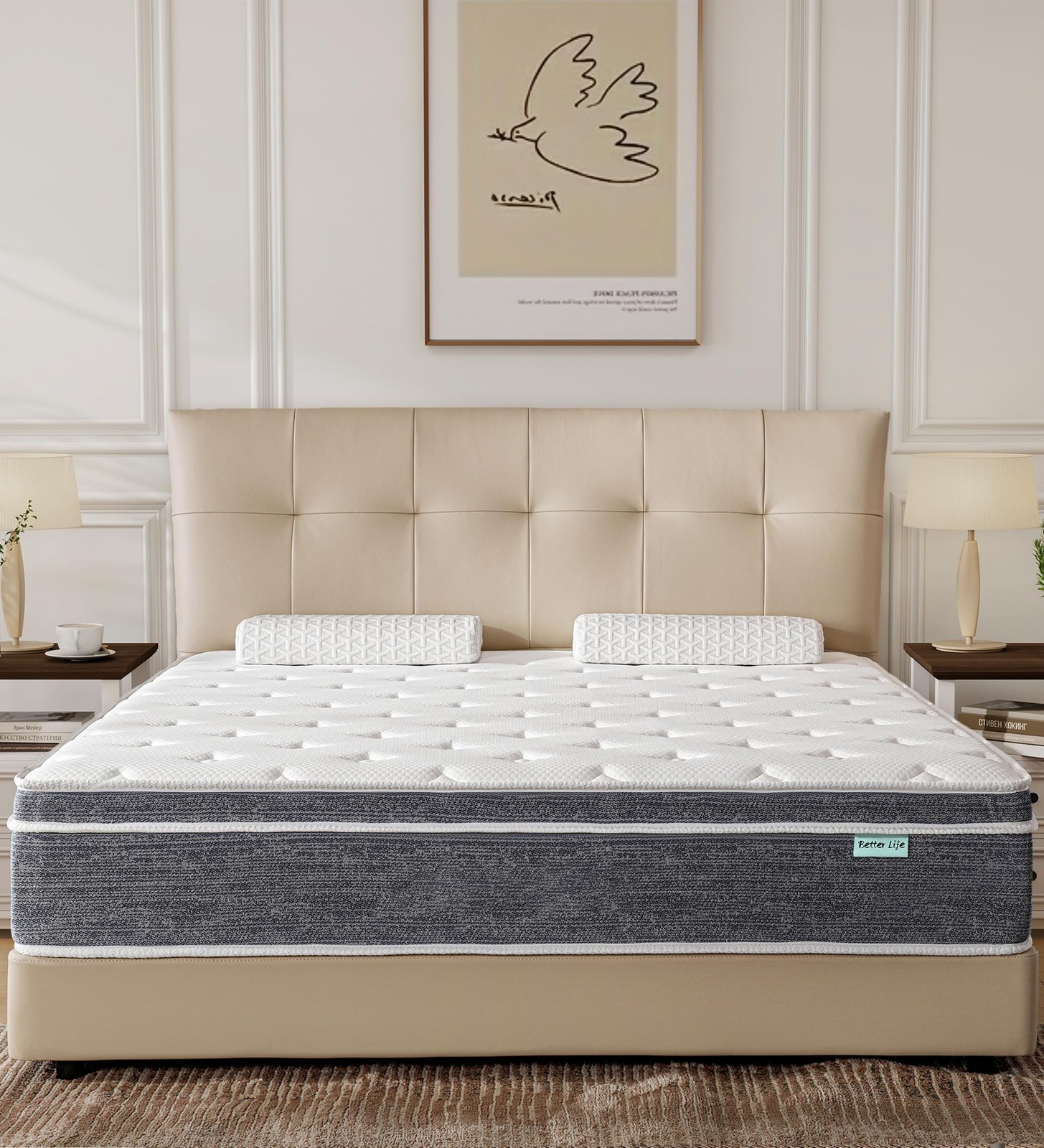 Queen Size Mattress 14 Inch, Cooling Hybrid Mattress in a Box, Medium Firm, M…