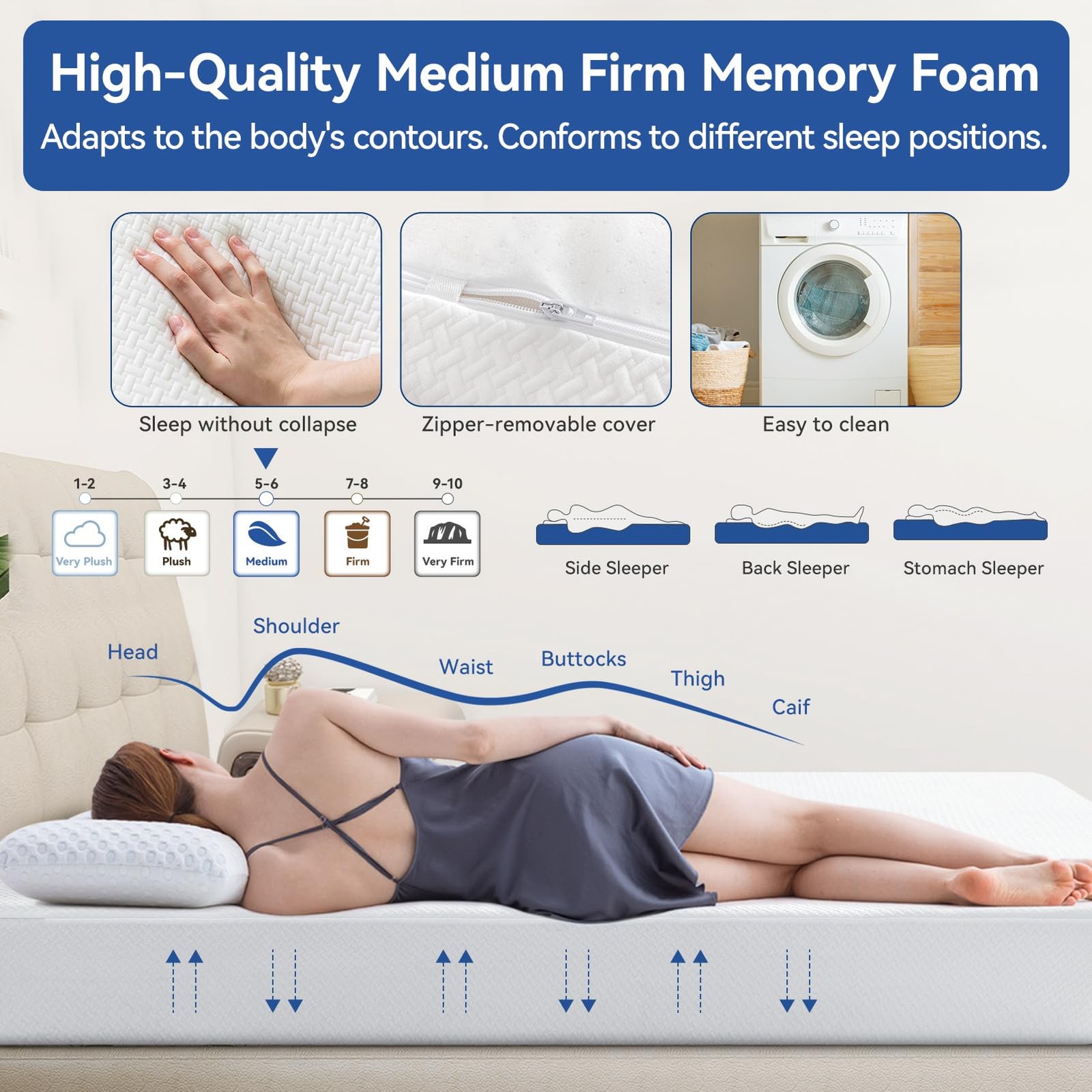 Twin Size Memory Foam Mattress 8 Inch with Tencel Cover, Premium Cooling Gree…