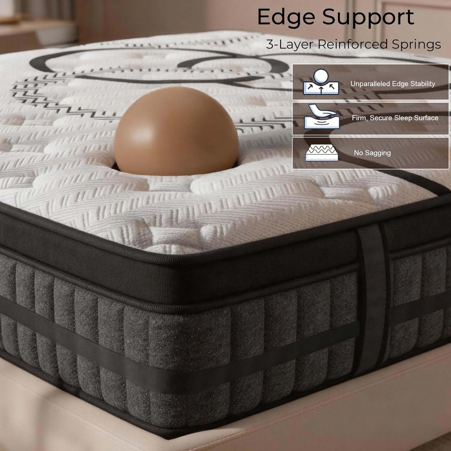 Queen Mattress 12 Inch Mattress Hybrid with Memory Foam & Pocket Springs for Mot
