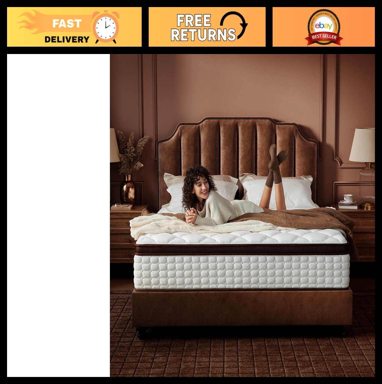 12″ King Hybrid Mattress – Pocketed Coils & Memory Foam, CertiPUR-US Certified,