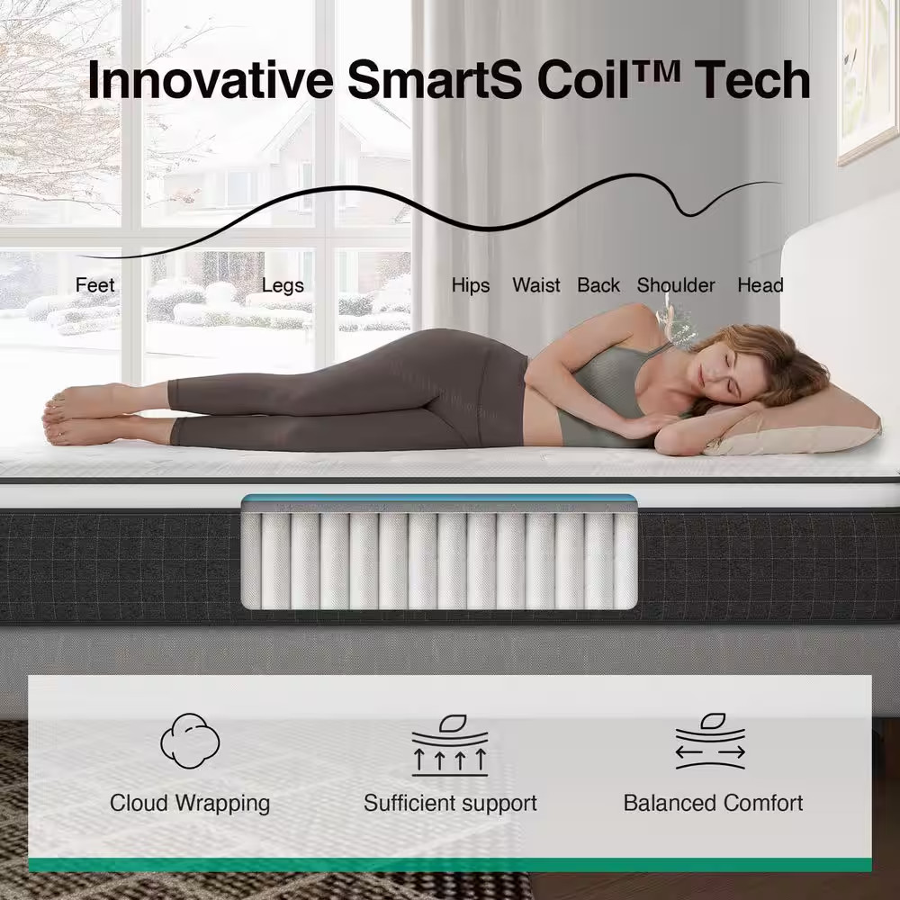12 In. Medium Hybrid Memory Foam and Innerspring Mattress Tight Top Full Size Ma