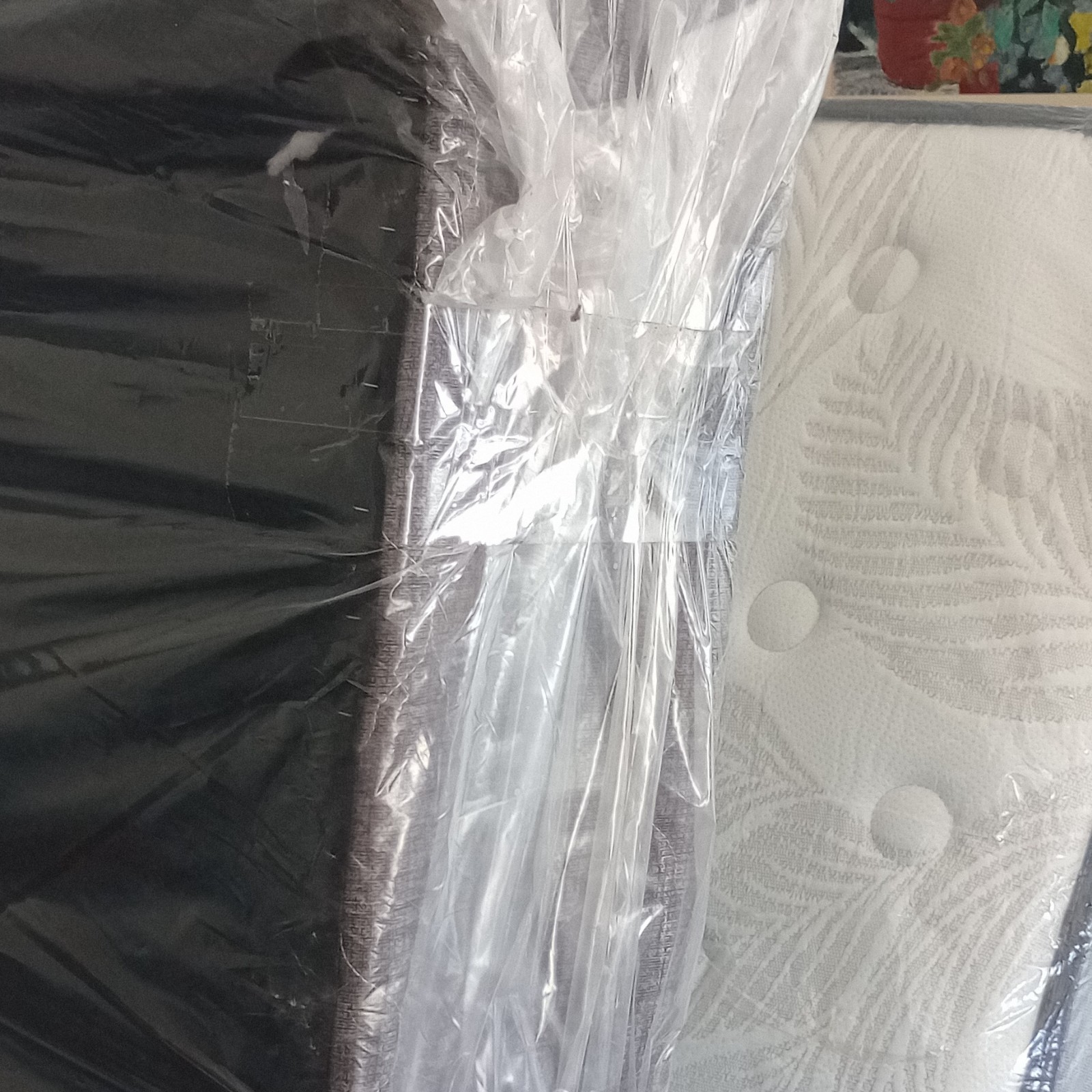 Queen Firm Innerspring Mattress, White Quilted Fabric Cover Floral Pattern