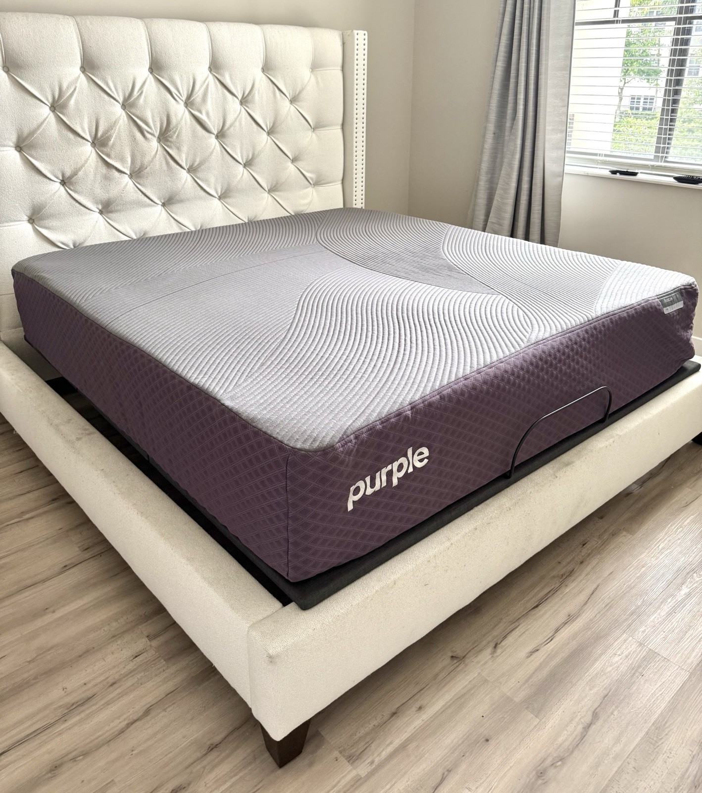 Purple RestorePremier Firm KING Mattress w Purple Adjustable Base Remote
