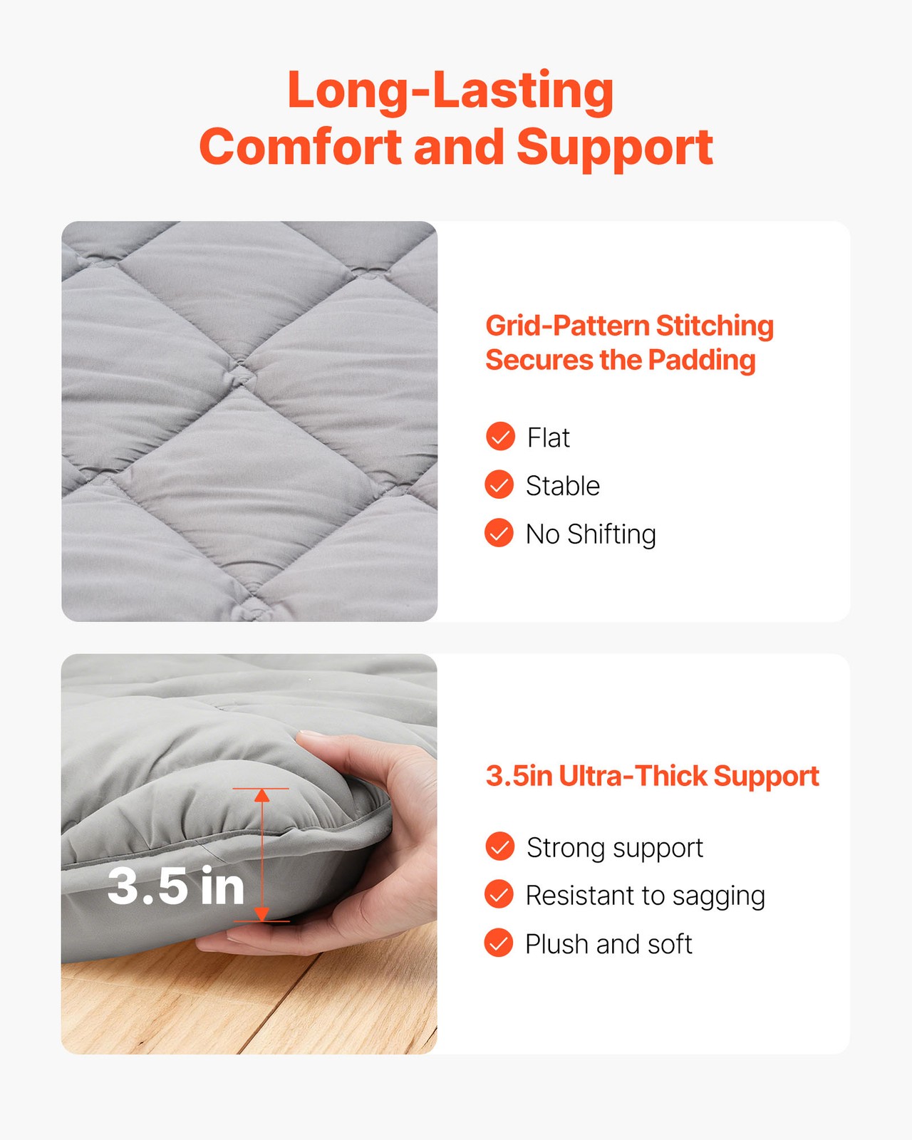 VEVOR Japanese Tatami Mattress Twin Foldable Futon Mat with Storage Bag Gray
