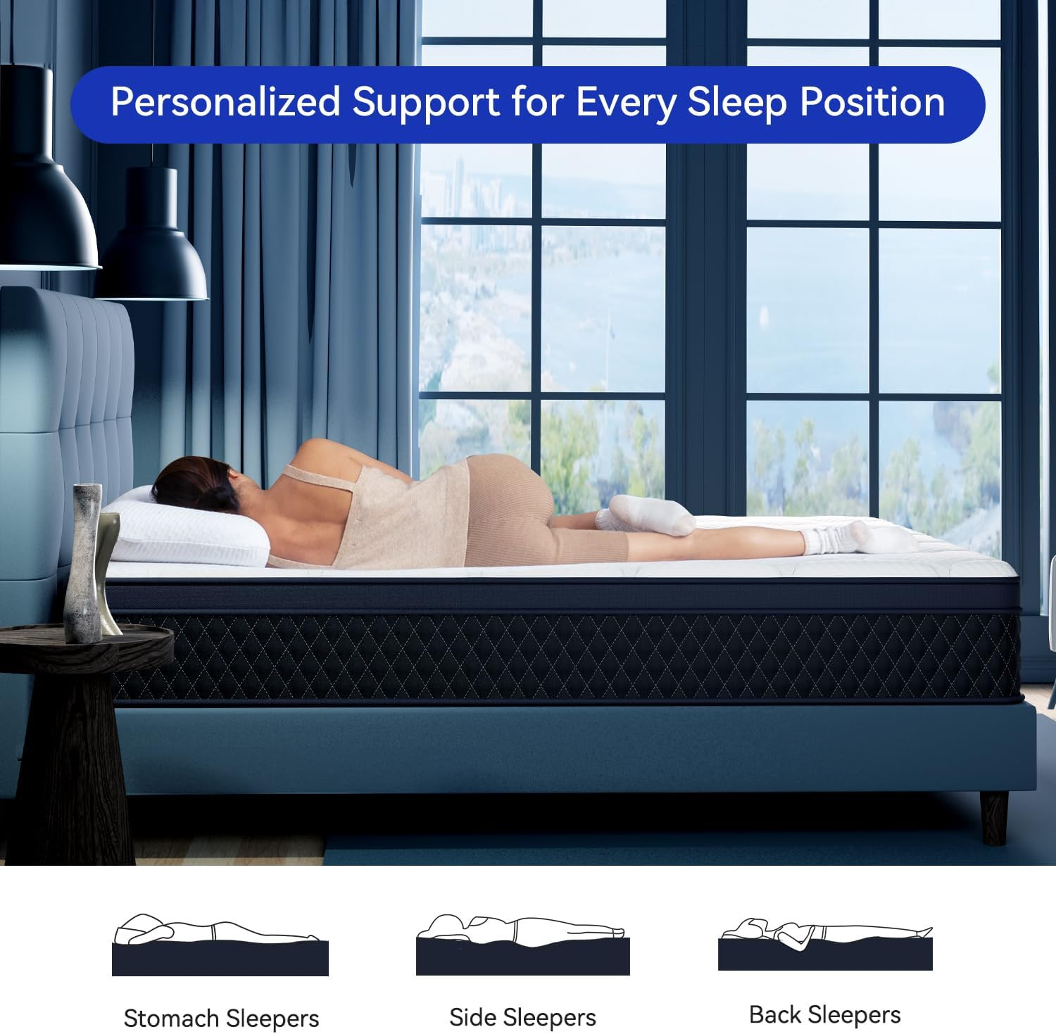 Sweetcrispy 12″ Hybrid Mattress – Medium Firm, CertiPUR-US, Queen Size