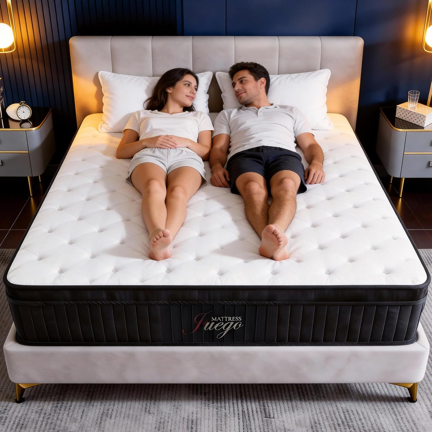 12″ King Hybrid Mattress – Medium Firm Memory Foam & Pocket Springs for Comfort