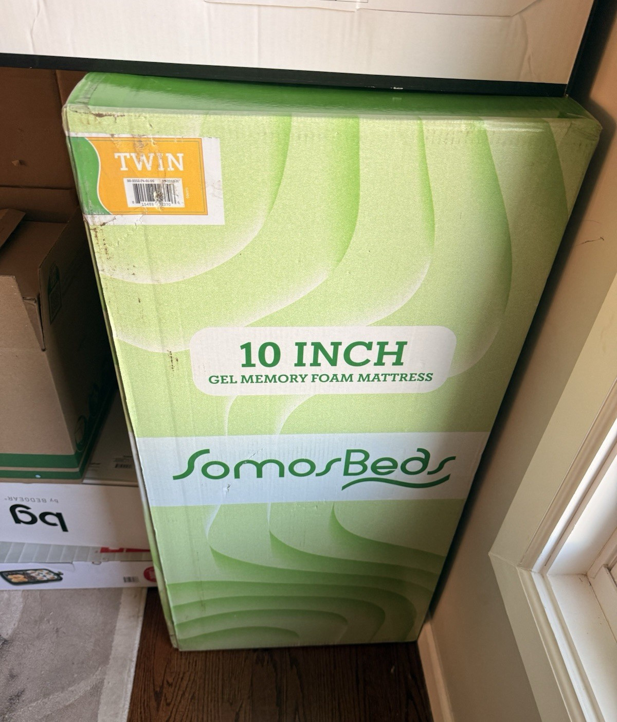 SomosBeds 10in Gel Memory Foam Twin Mattress, Medium Firm, Green, CertiPUR-US