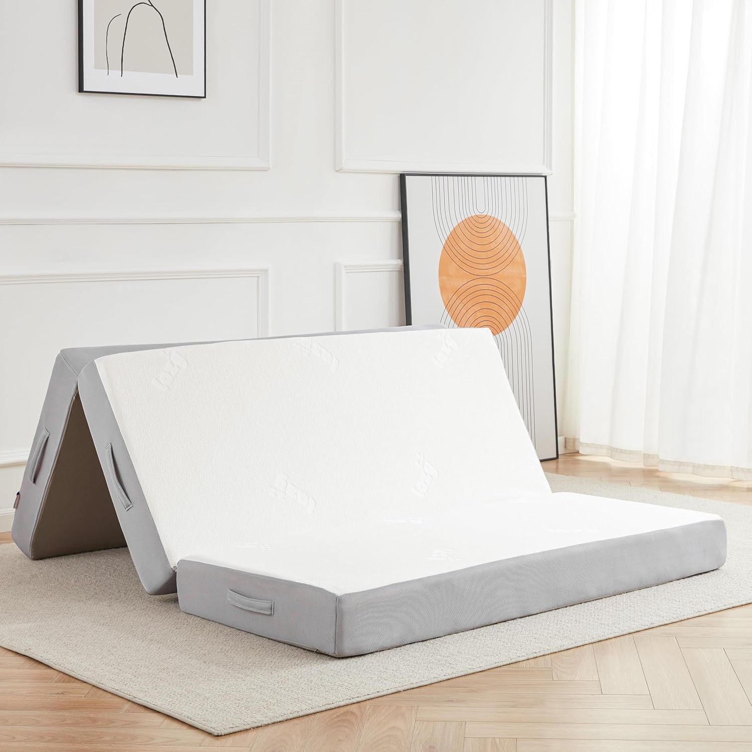 Folding Mattress, 6 Inch Memory Foam Tri-Fold Mattress with Breathable & Washabl