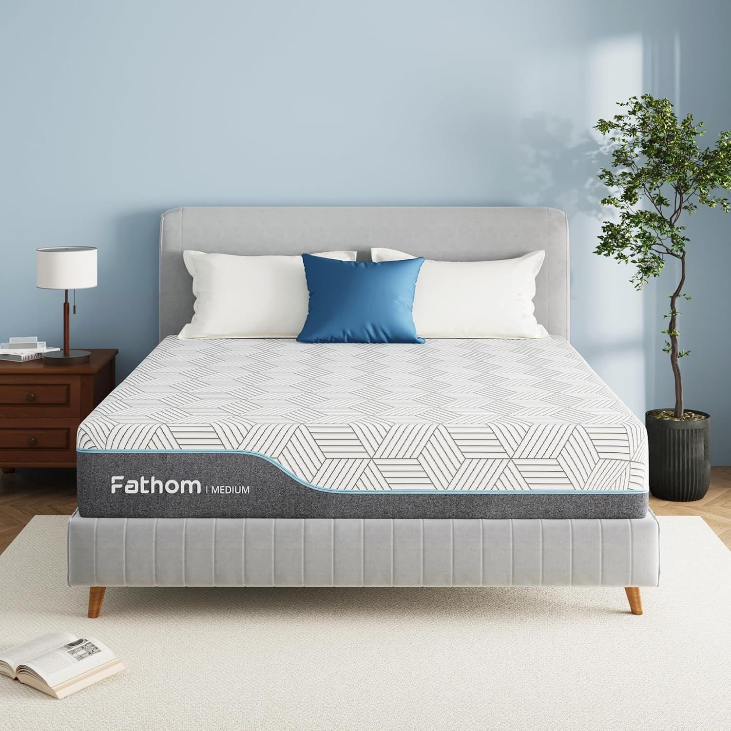 FATHOM Medium Queen Mattress 12 Inch Memory Foam Mattress Queen Size Bed in a Bo
