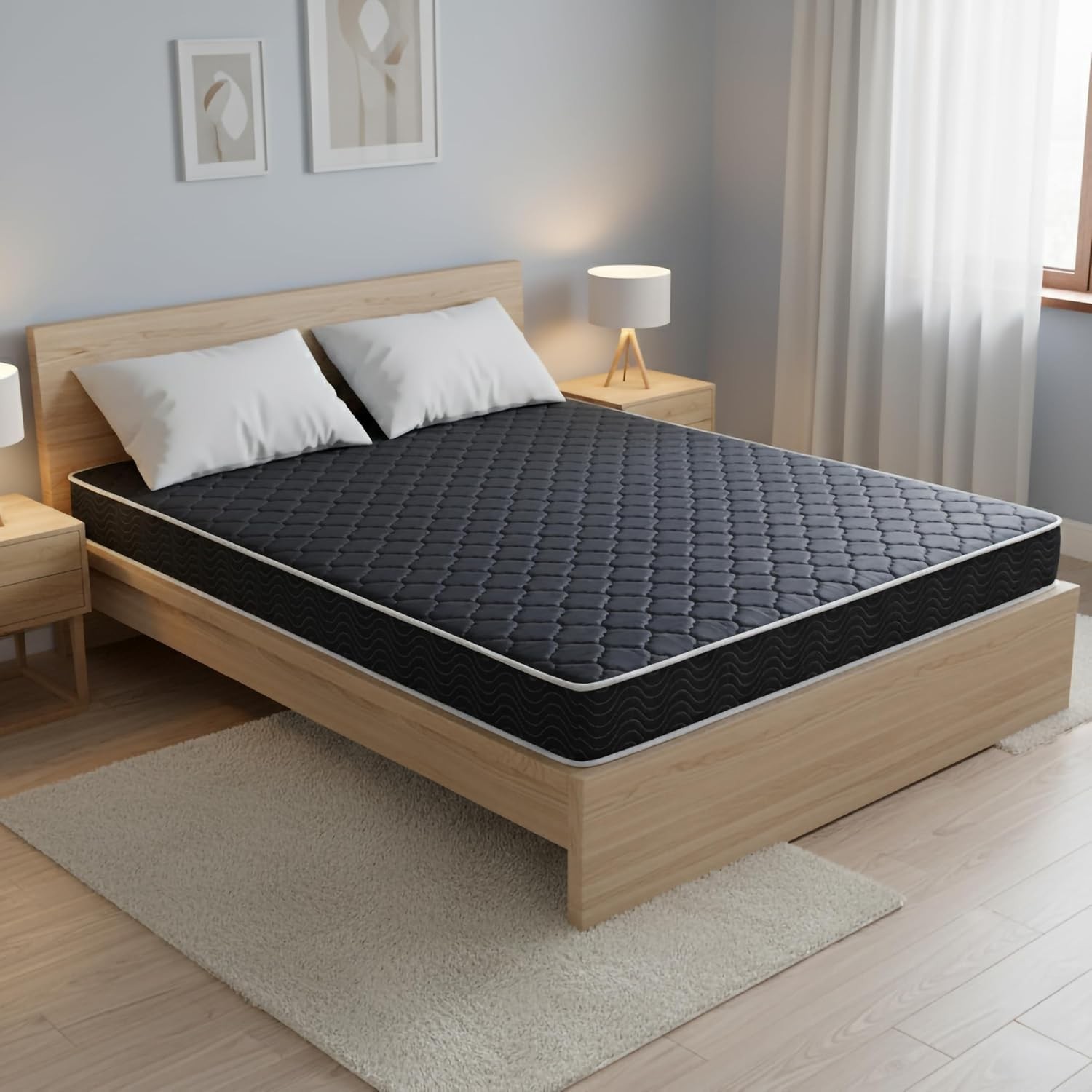 6-Inch Water-Resistant High-Density Foam Mattress Made in USA with Stylish Di…