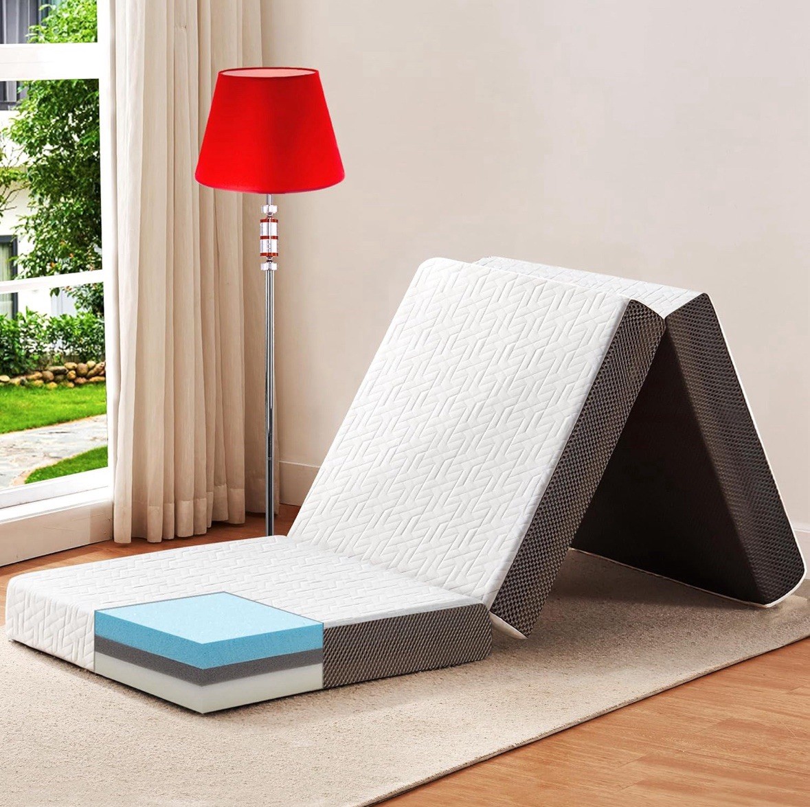 3 Inch Single Bed Foldable Mattress, Tri Folding Memory Foam Mattress