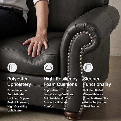 Signature Design by Ashley Chatterton Rustic Faux Leather Queen Sofa Grey