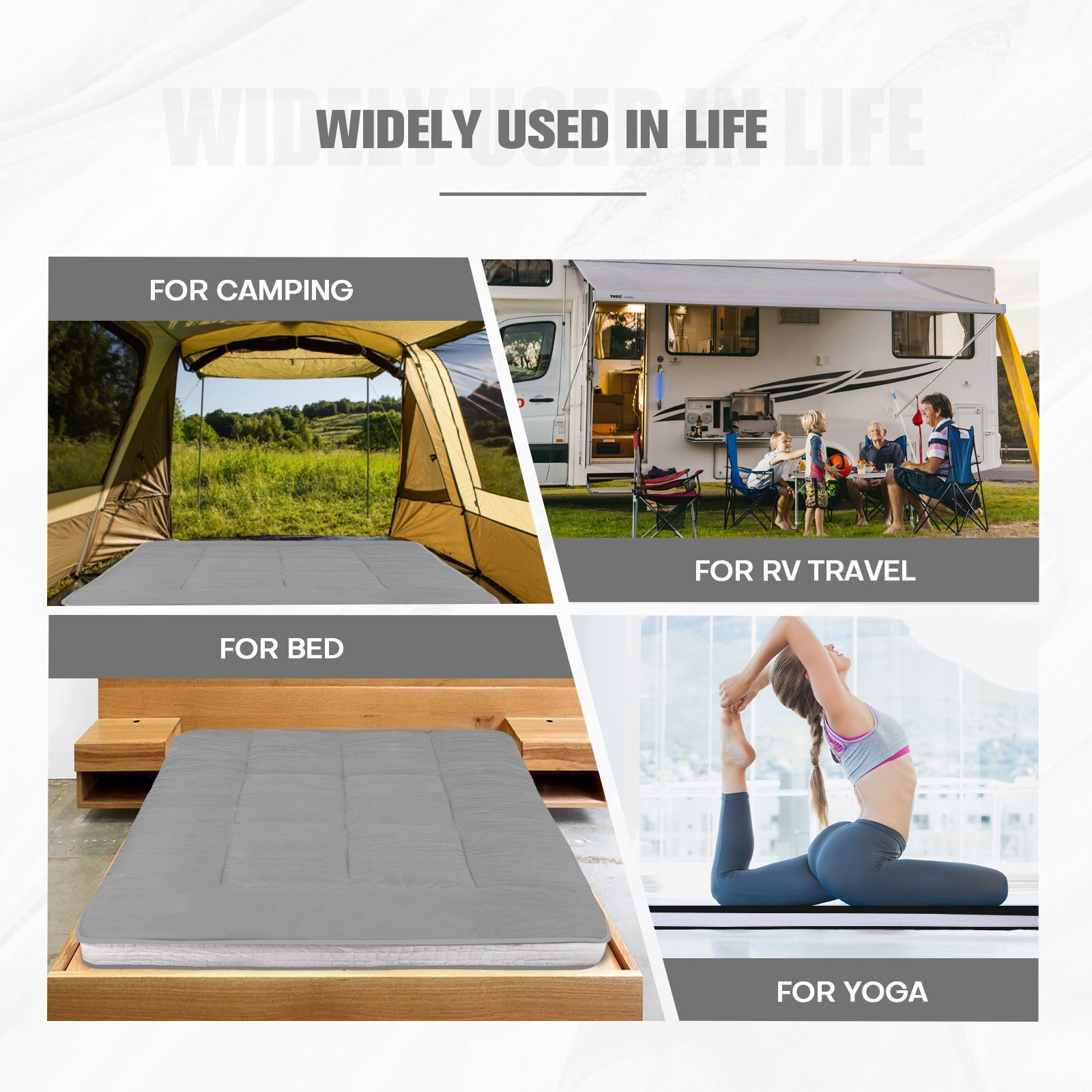 4″ Japanese Tatami Futon Roll-Up Mattress Memory Foam Floor Pad w/ Bag & Cover