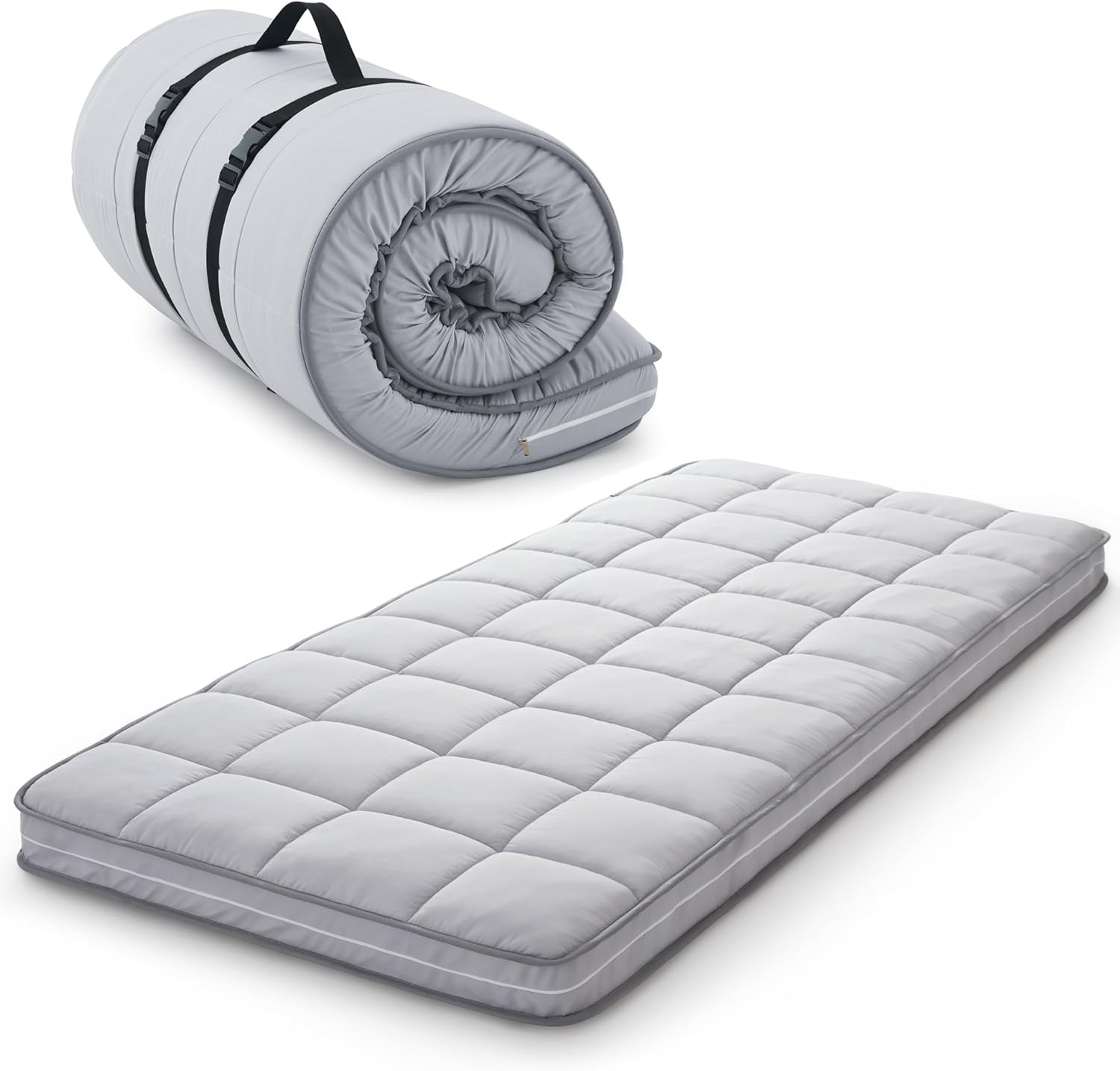4″ Gel Infused Memory Foam Mattress Topper, Portable & Washable, Twin Size