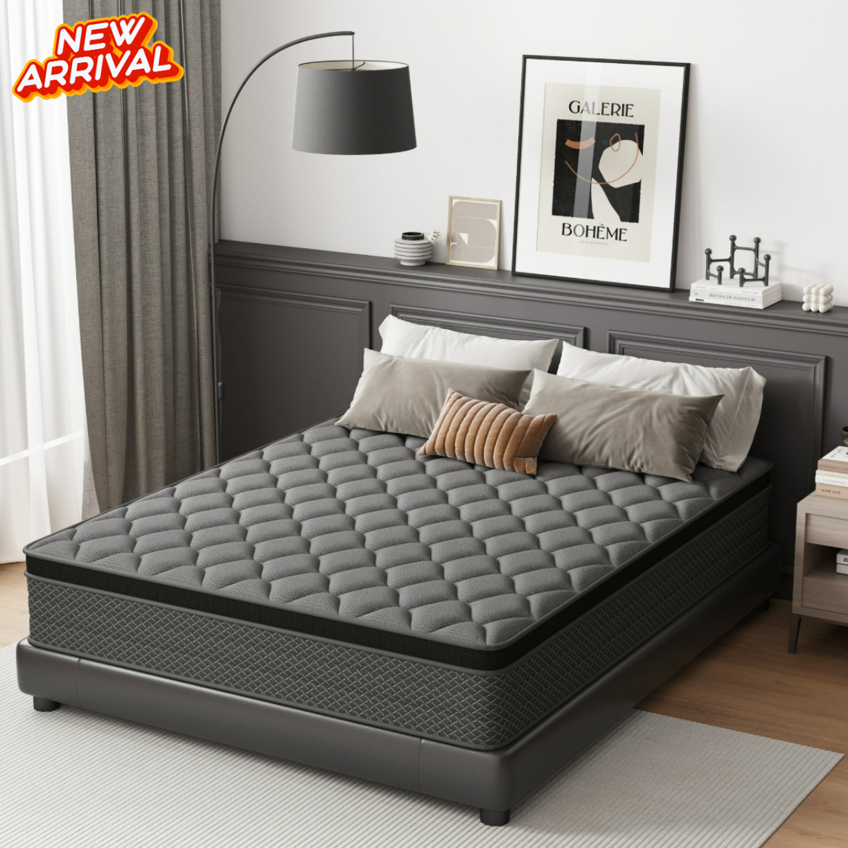 12″ Twin Colchon Gel Memory Foam Hibrido Cama Twin Mattress Hybrid Medium Firm
