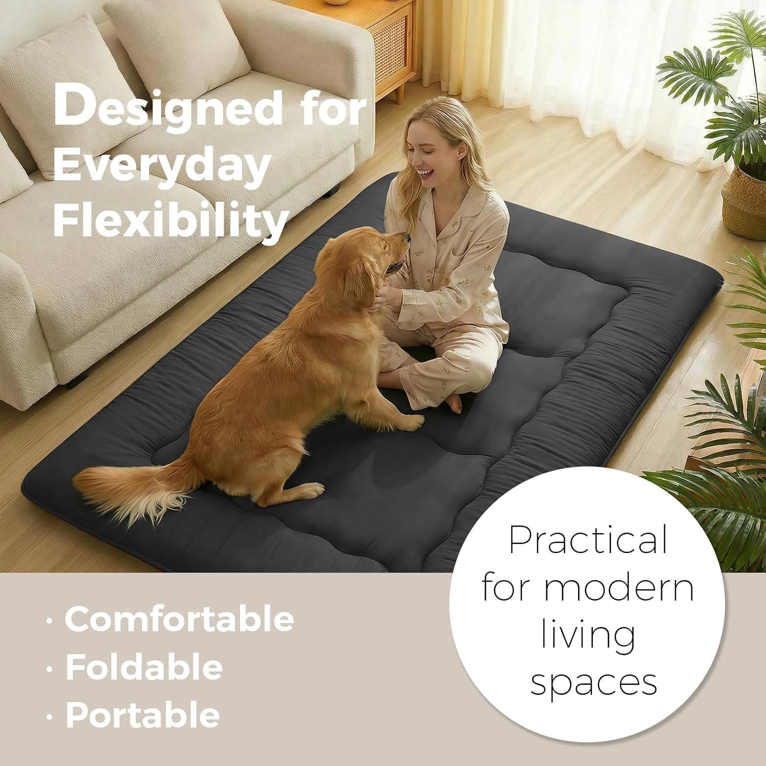 Japanese Floor Mattress, Foldable Floor Mattress with Anti-Slip
