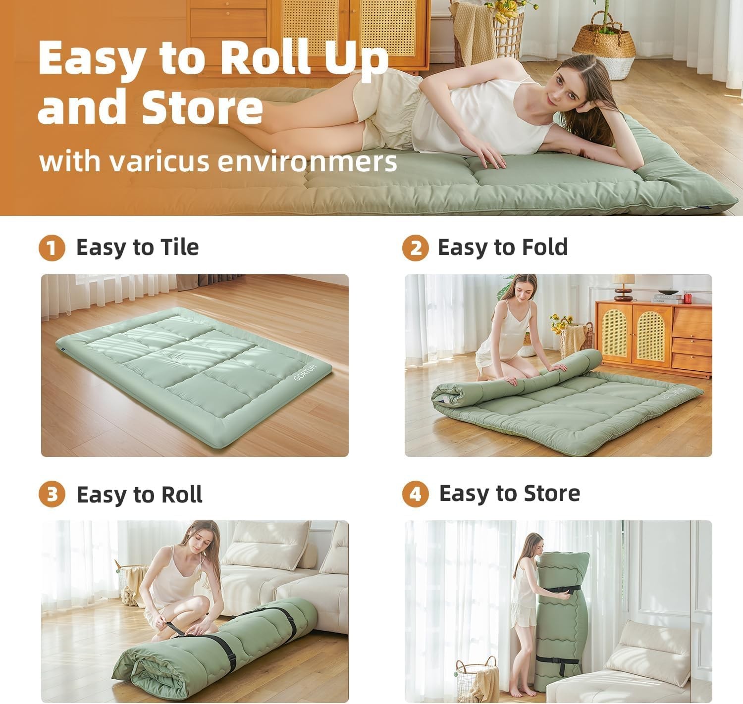 Size Full Japanese Floor Futon Foldable Futon Mattress for Floor Tatami Mattr…