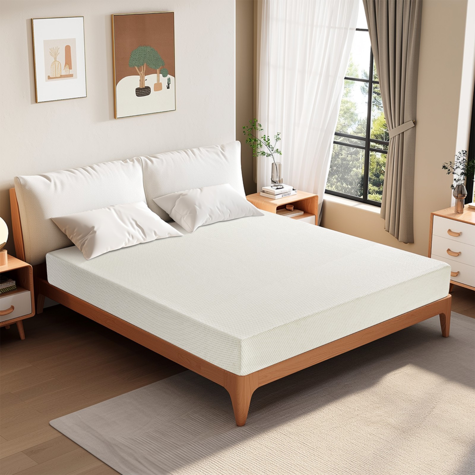 5″ 6″ Breathable Green Tea Memory Foam Mattress for Cool Sleep & Pressure Relief