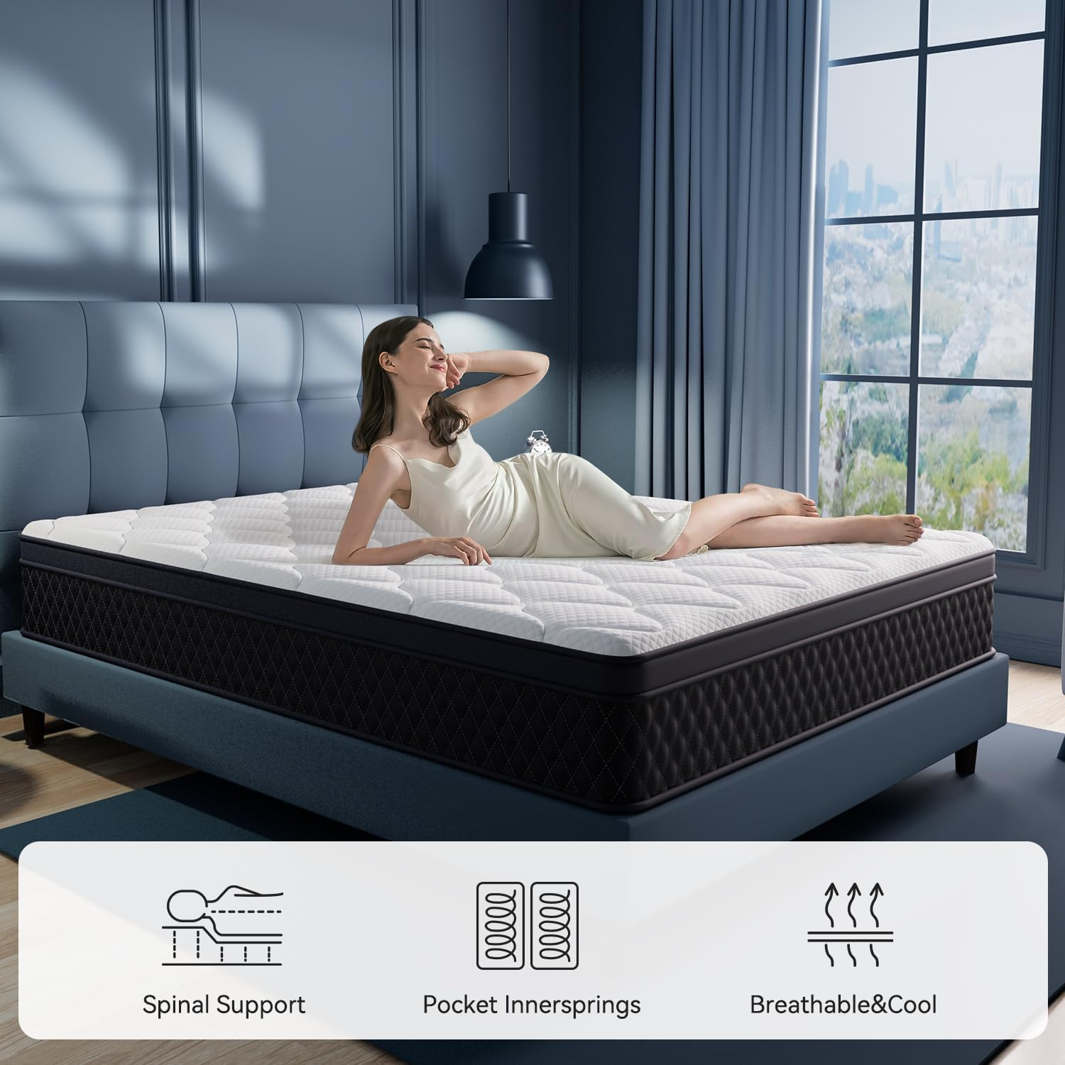 Sweetcrispy 12″ Hybrid Mattress – Medium Firm, CertiPUR-US, Queen Size