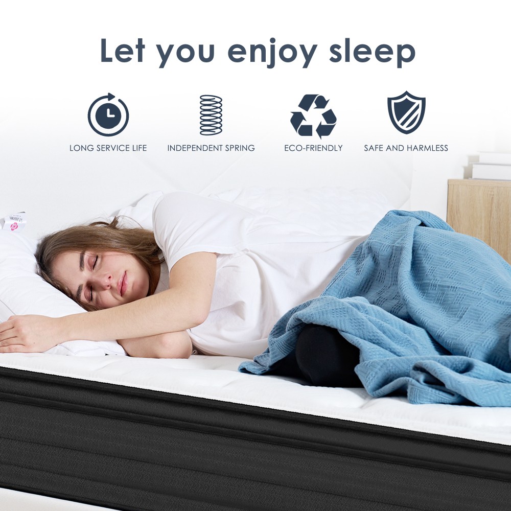 Mattress independent pocket spring system with cooling memory foam