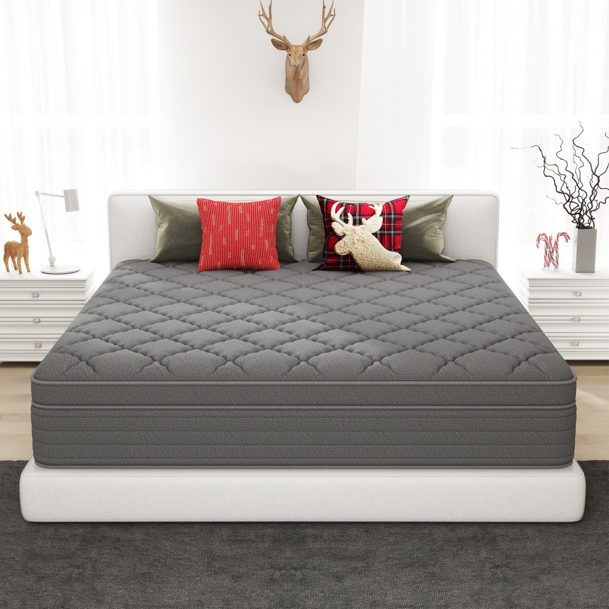 12″ 14″ Gel Memory Foam Mattress Hybrid Spring Twin Full Queen King Bed In A Box