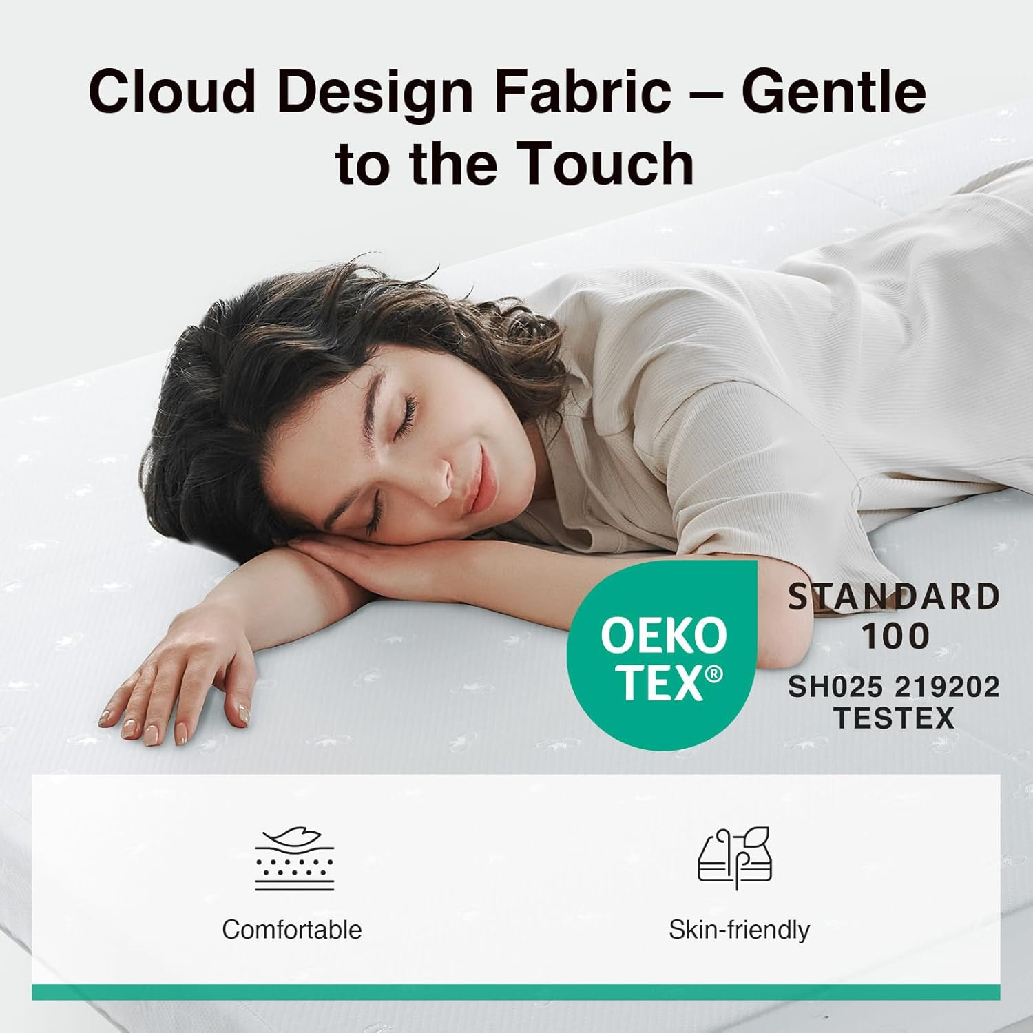 Foldable Mattress, Single Size Comfort Foam Trifold Mattress with Cloud Design C