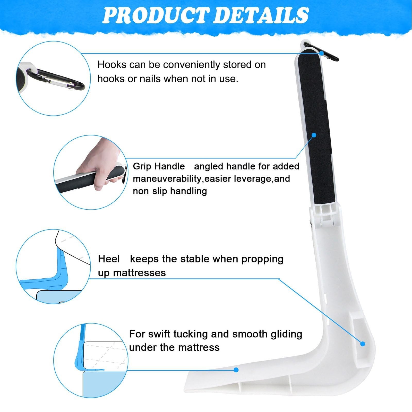 Mattress Lifter Tool for Changing Sheets, Labor Saving Foldable Mattress Elev…