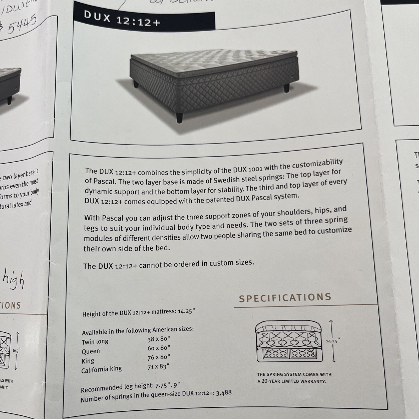 Duxiana King Mattress 76×80. Bed Dux 12:12. Made in Sweeden. Used