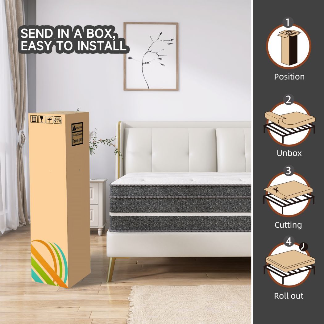 12″14″ Twin Full Queen King Size Mattress Memory Foam Hybrid Spring Bed in a Box