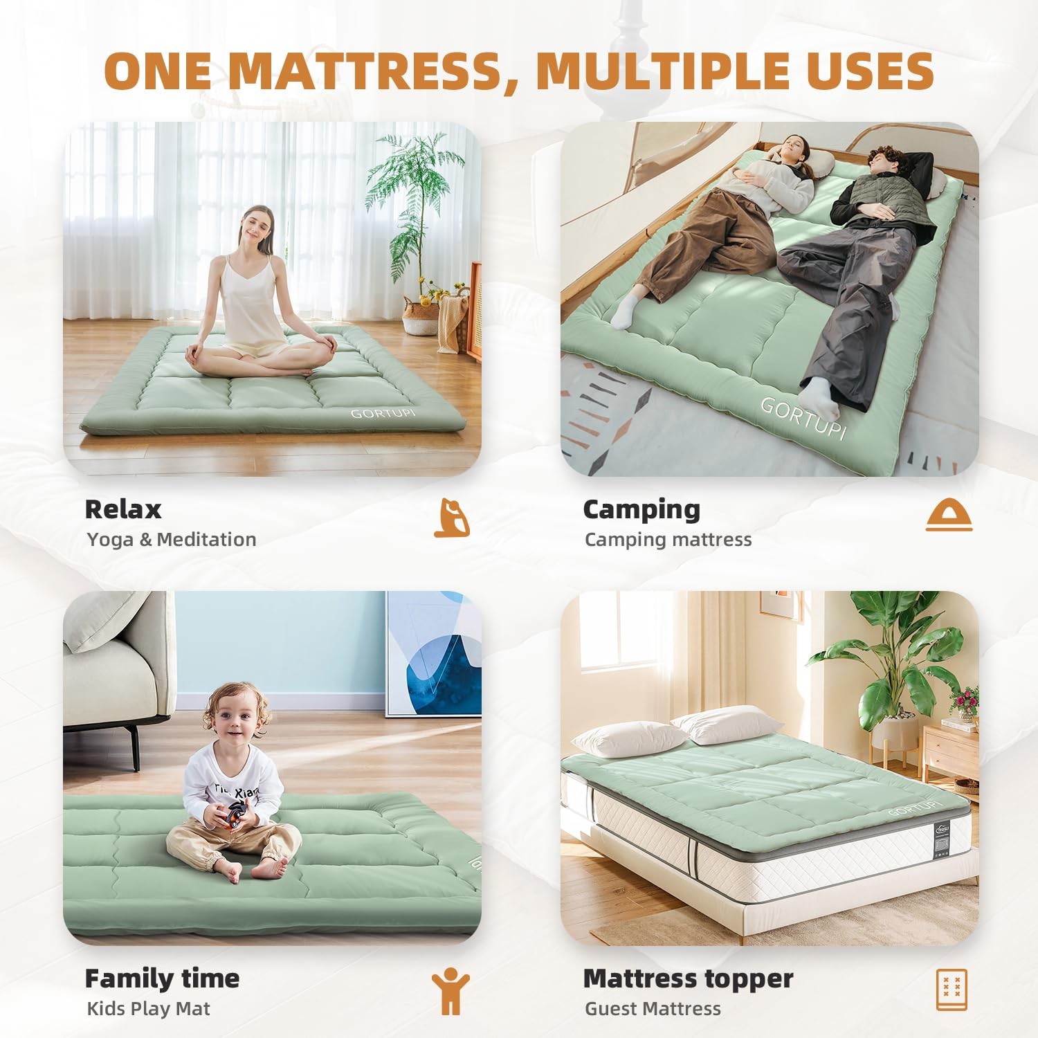 Japanese Floor Futon Queen Foldable Futon Mattress for Floor Tatami Mattress …