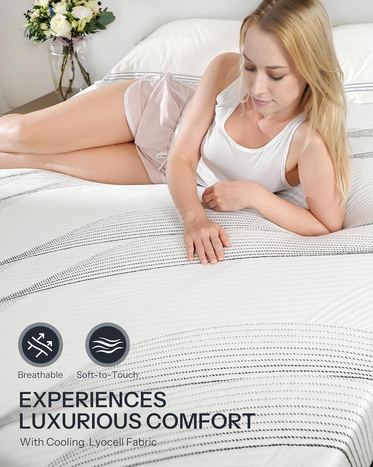 12″ Queen Hybrid Mattress – Copper Gel Memory Foam, Hypoallergenic & Odorless