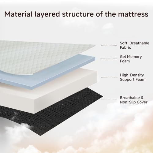 Foldable Mattress Tri-Fold Memory Foam Mattress Topper with Full 4 Inch