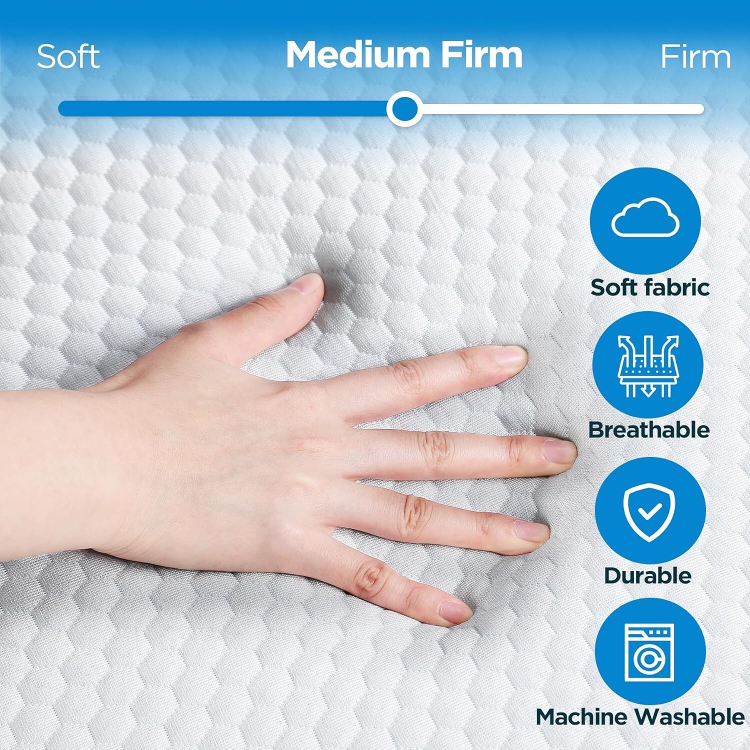 4″ Tri-fold Memory Foam Mattress Foldable Portable Floor Bed Washable Cover Twin